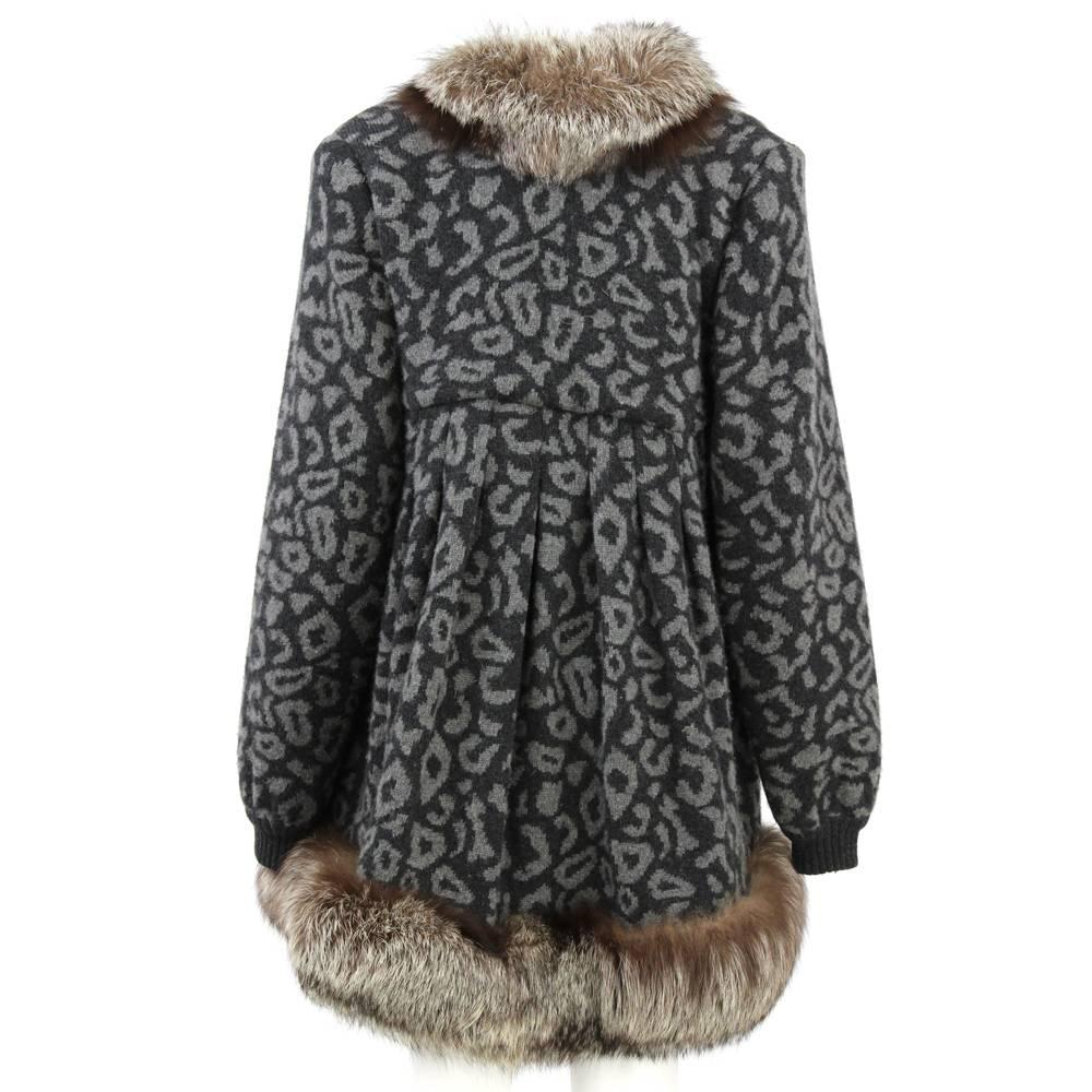 Black 1980s Valentino Cashmere Jacket Hemmed with Fox Fur