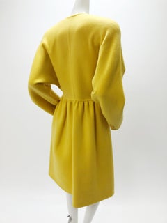 1980s Valentino Couture Yellow Cashmere Coat W/Fitted Waistline Look 56