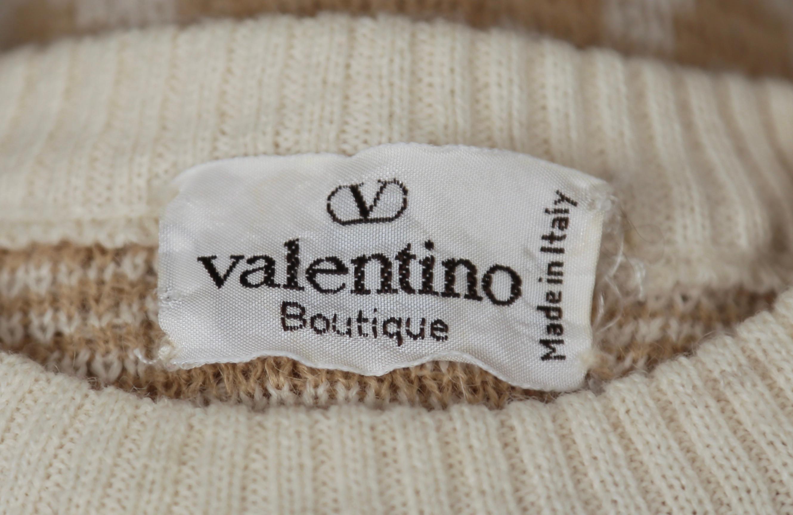1980's VALENTINO cream and tan sweater with puff shoulders For Sale 1