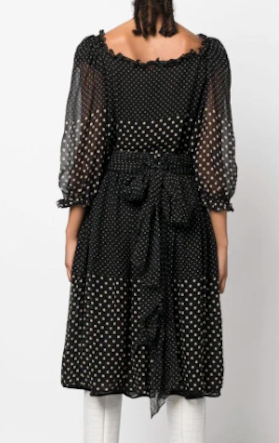 1980s Valentino Dots Silk Dress In Good Condition For Sale In Paris, FR