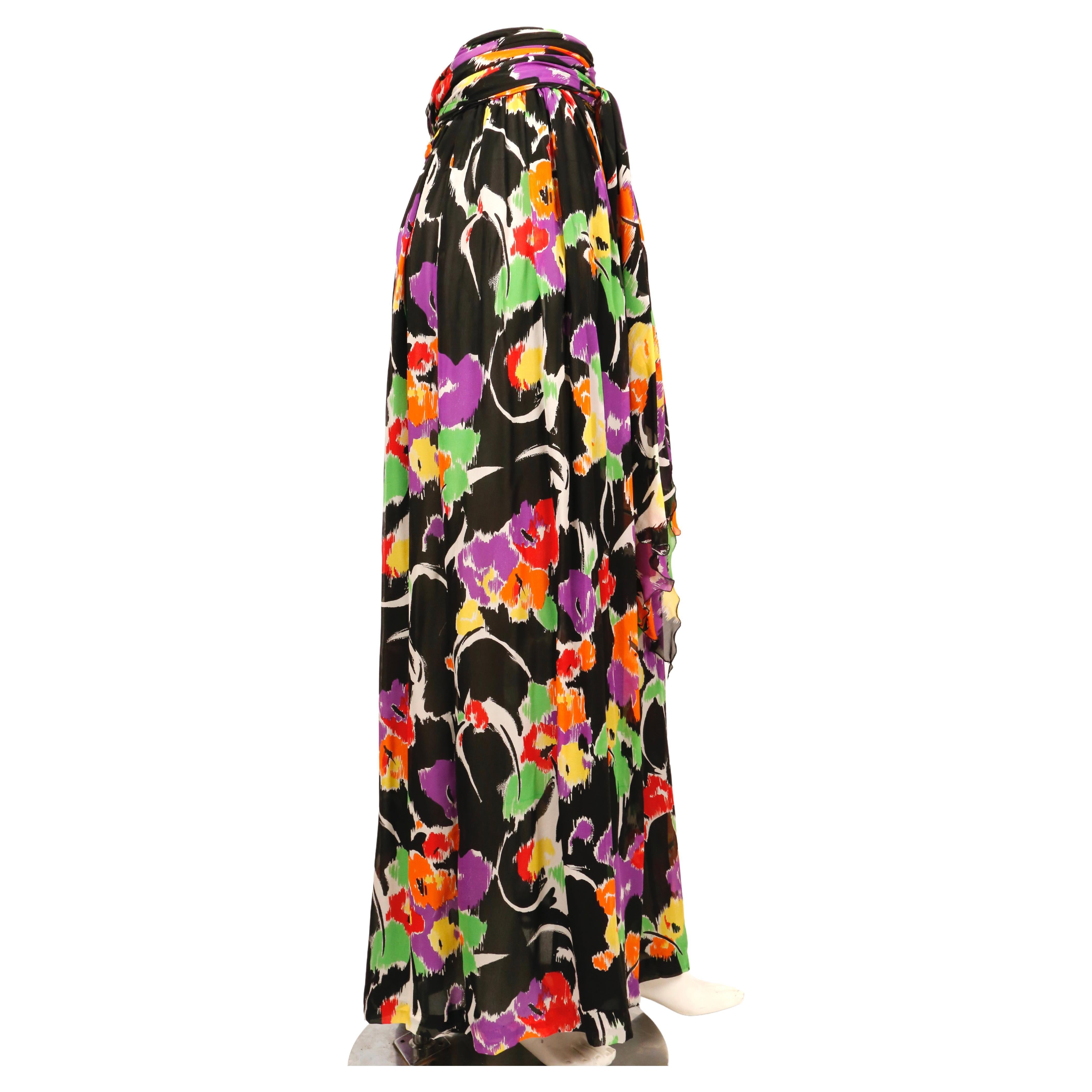 1980's VALENTINO floral printed silk mousseline maxi skirt In Excellent Condition In San Fransisco, CA