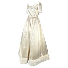 1980s Valentino Garavani Night Cream Silk Satin Maxi Skirt Set