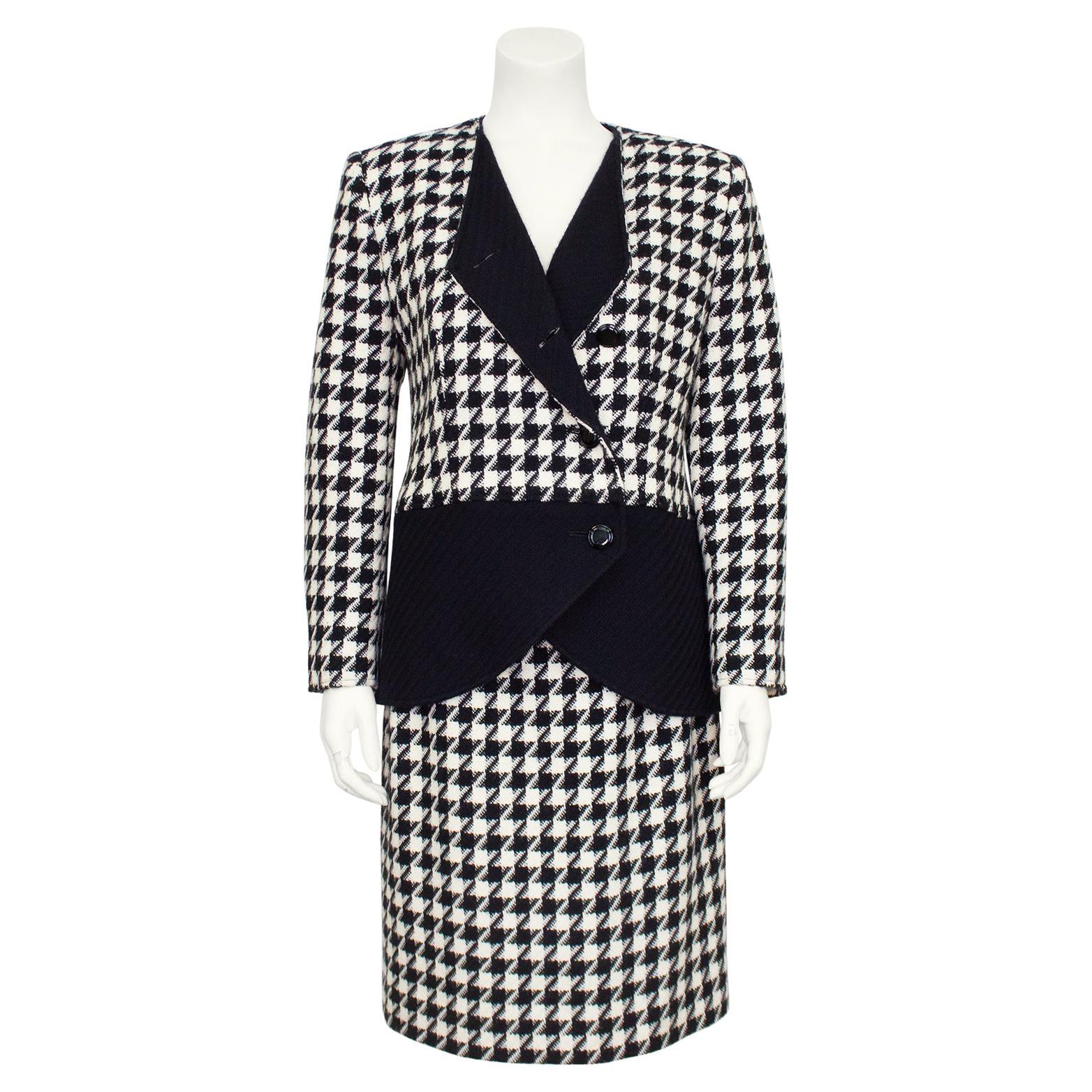 1980s Valentino Houndstooth Skirt Suit