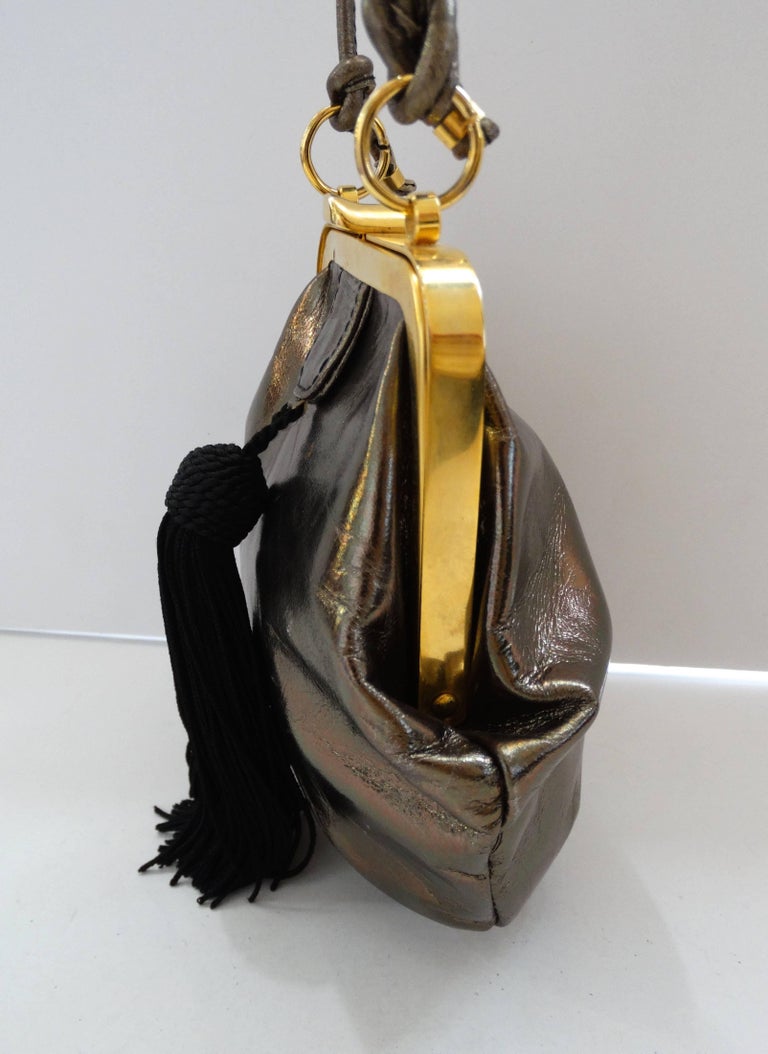 1980s Valentino Metallic Silver Tassel Crossbody Bag For Sale at 1stDibs