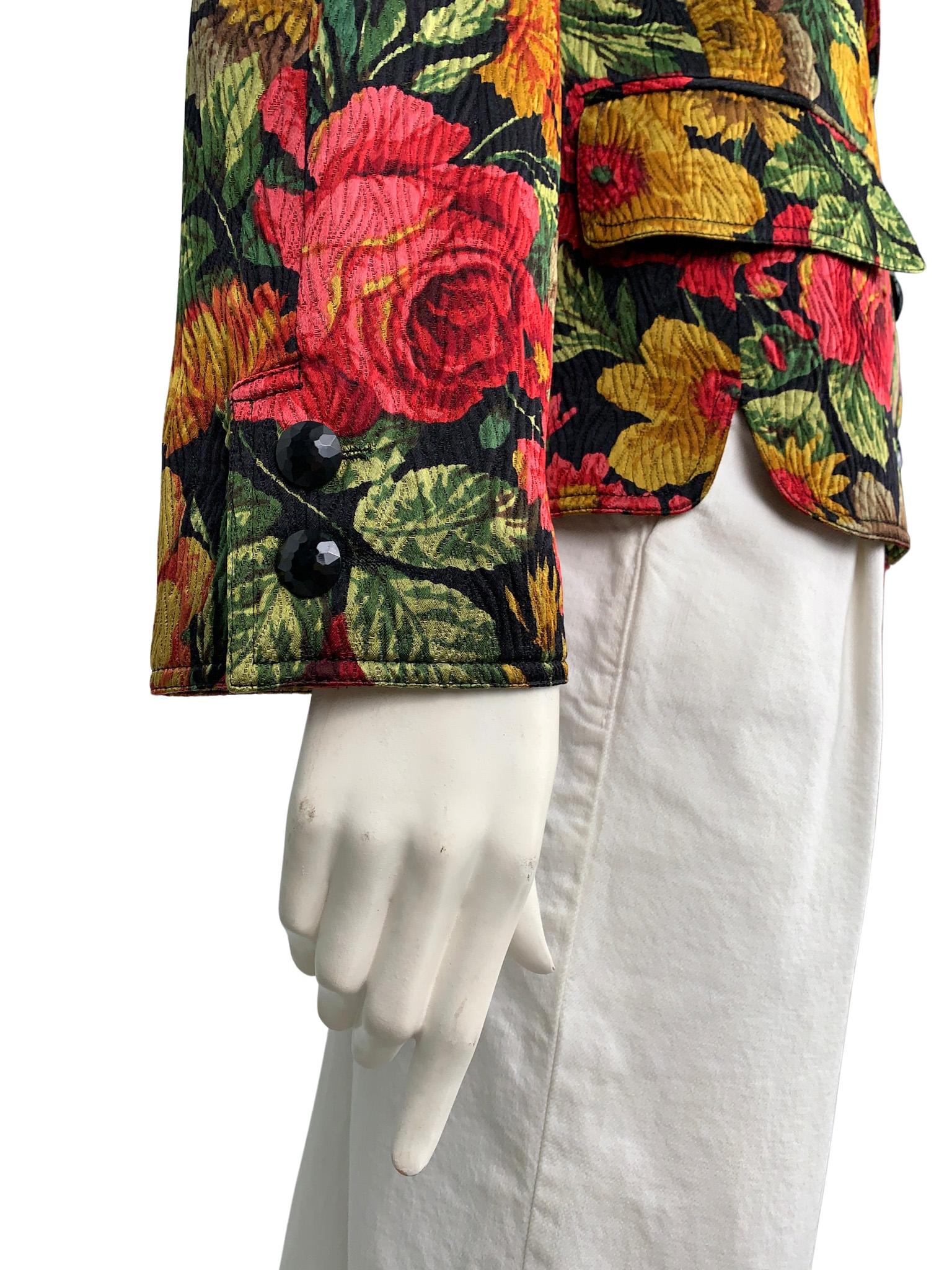 1980s Valentino Miss V Multicolour Floral Silk Jacquard 2-piece Ensemble  8
