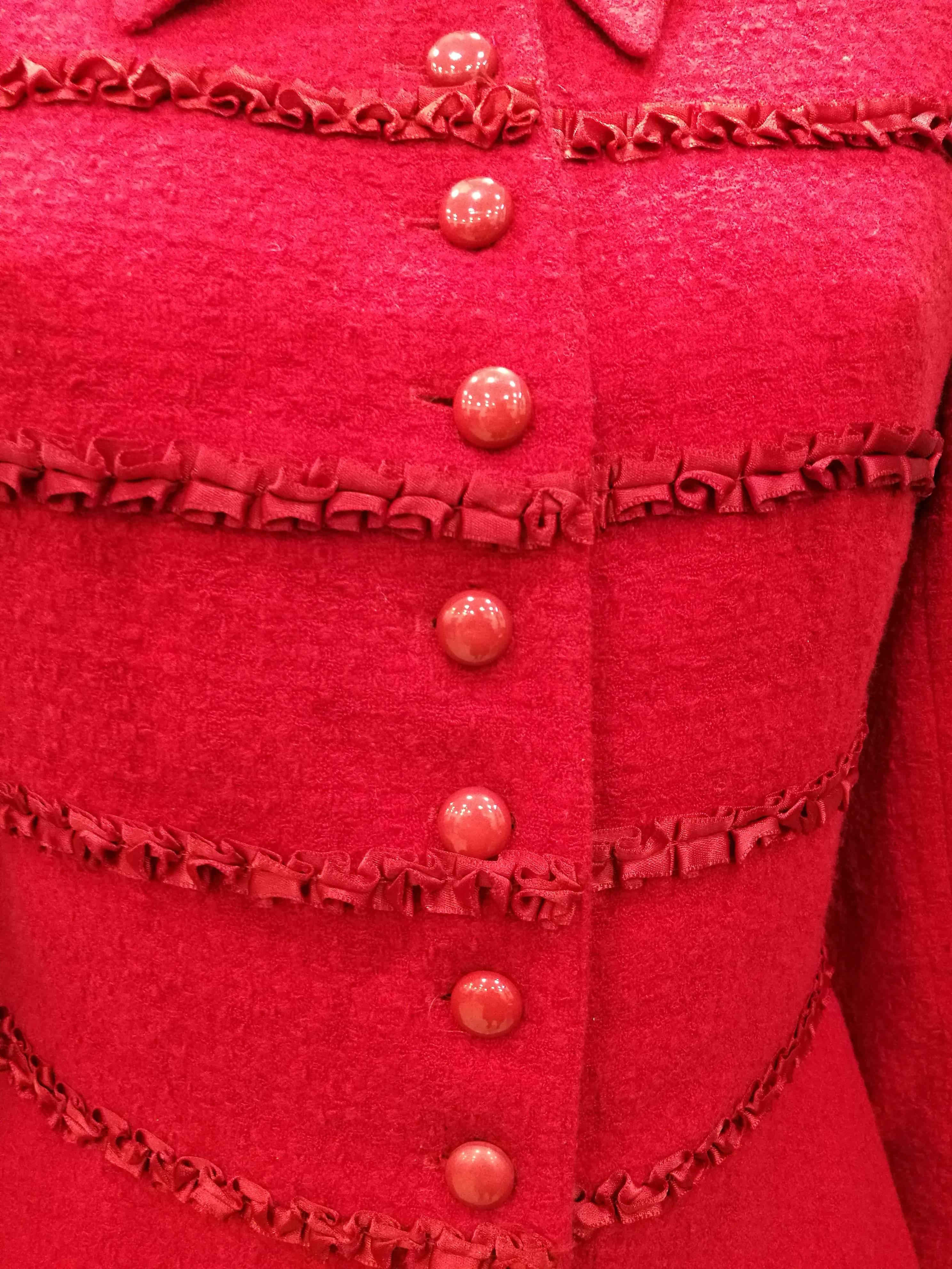 1980s Valentino Miss V. Red Wool Jacket In Excellent Condition For Sale In Capri, IT