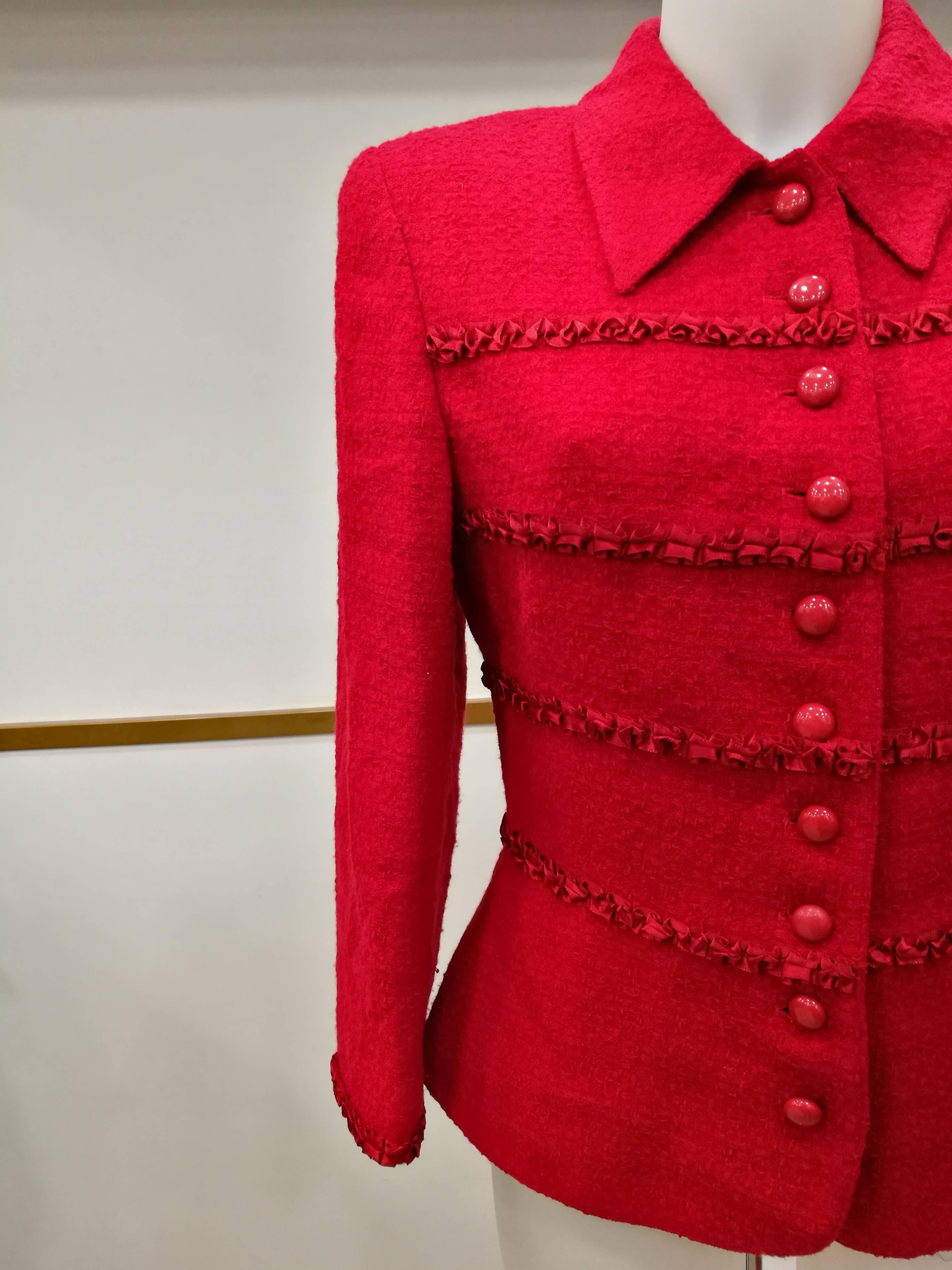 Women's 1980s Valentino Miss V. Red Wool Jacket For Sale