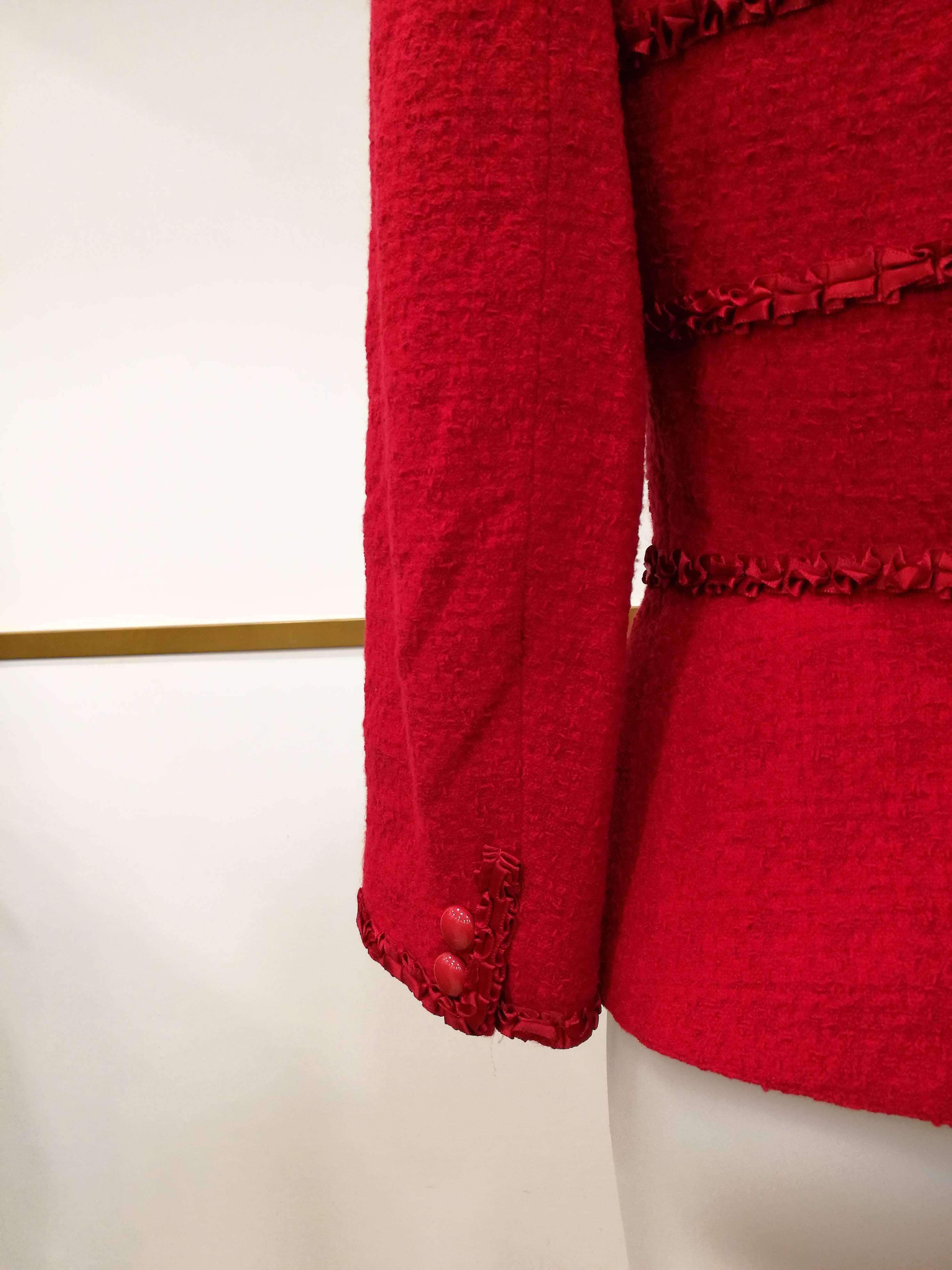 1980s Valentino Miss V. Red Wool Jacket For Sale 3