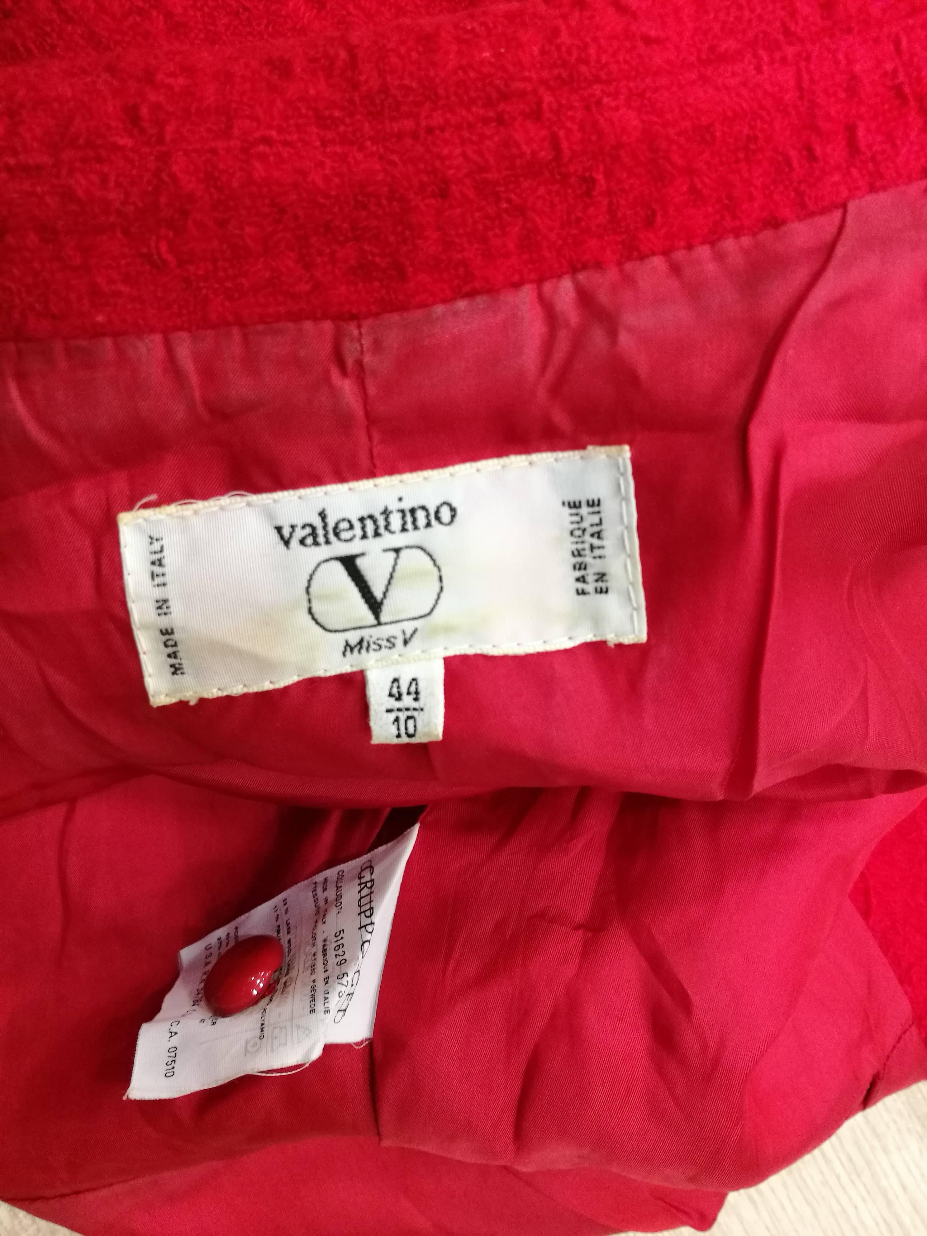1980s Valentino Miss V. Red Wool Jacket For Sale 4