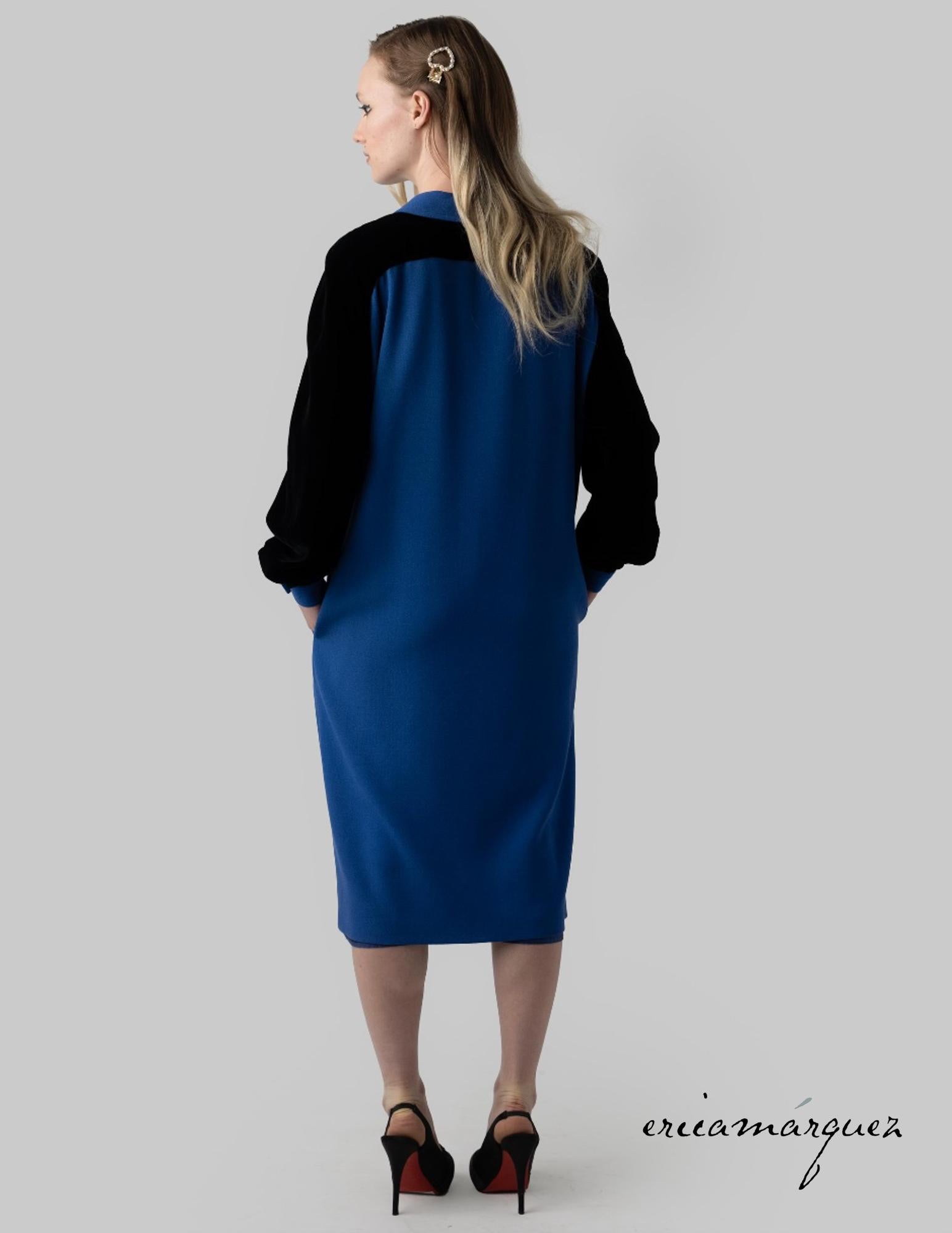 VALENTINO Miss V, Wool Blend and Velvet Midi Dress For Sale 7