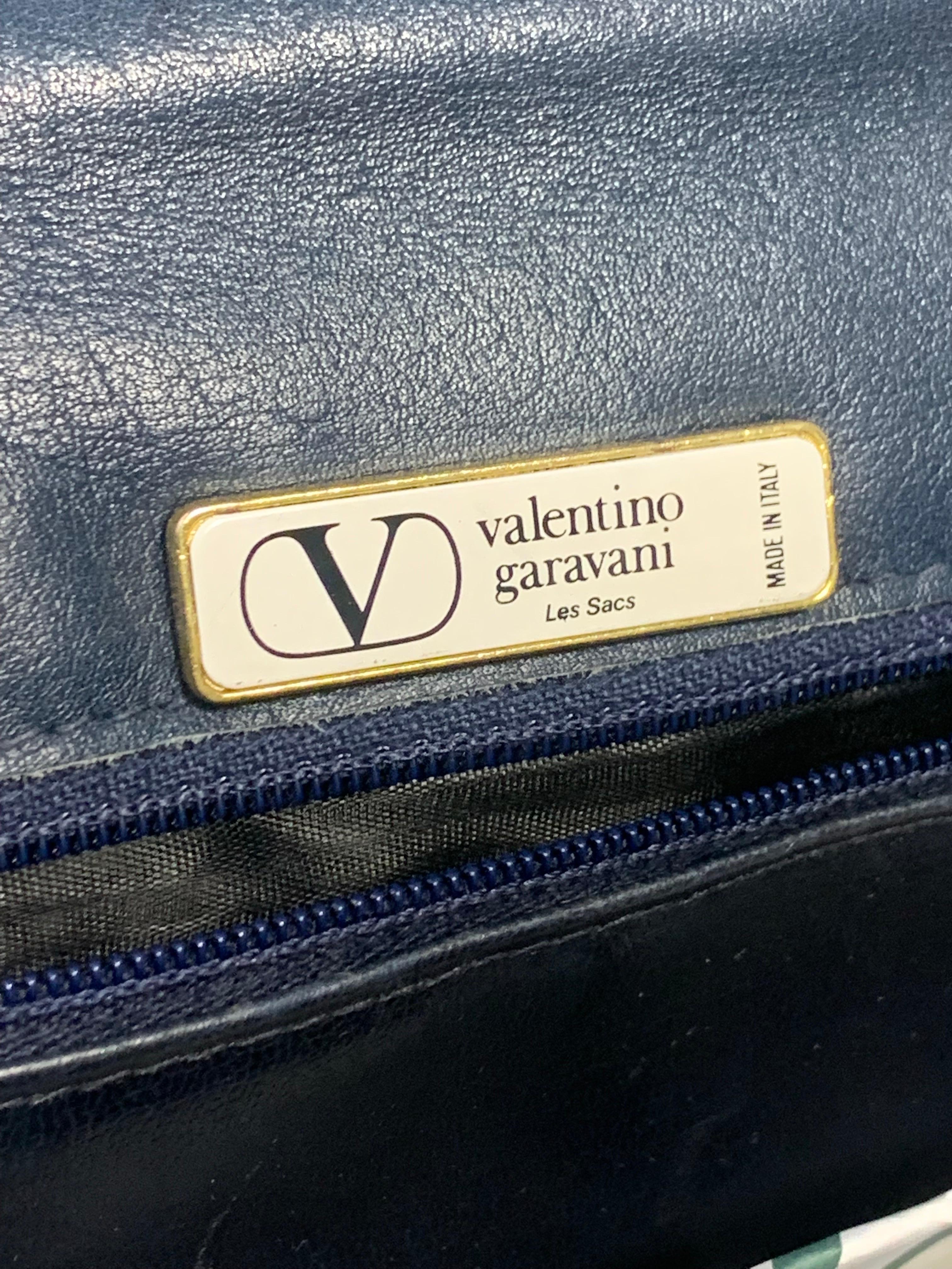 1980s Valentino Navy Lambskin Envelope Convertible Clutch w Pinstripe Detail For Sale 1