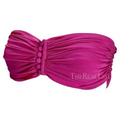 1980s Valentino Night Ruched Hot Pink Bralette Crop Top
