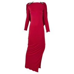 1980s  Valentino Red Silk Jersey Open Back Dress