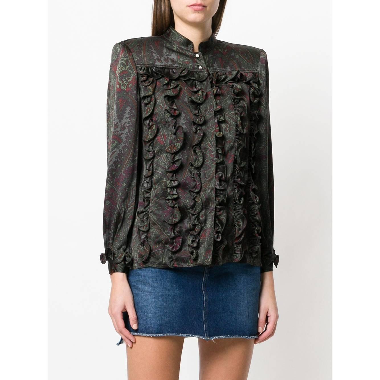 Black 1980s Valentino Ruffles Shirt