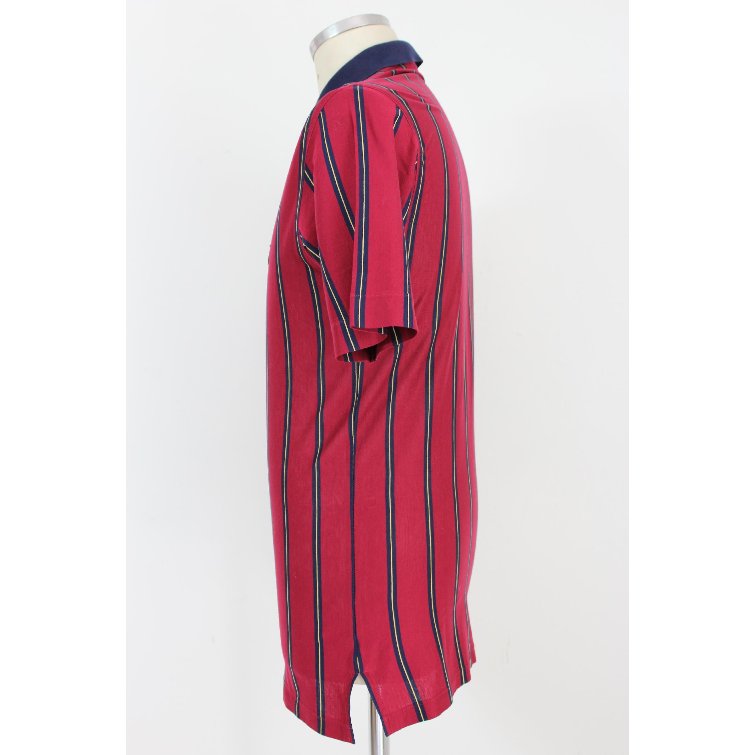 1980s Valentino Sport Blue Red Cotton Pinstripe Polo Shirt  In Excellent Condition In Brindisi, Bt