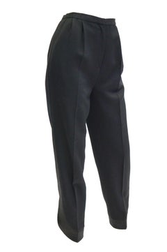 1980s Valentino Wool and Silk Tuxedo Trousers with Curved Slit