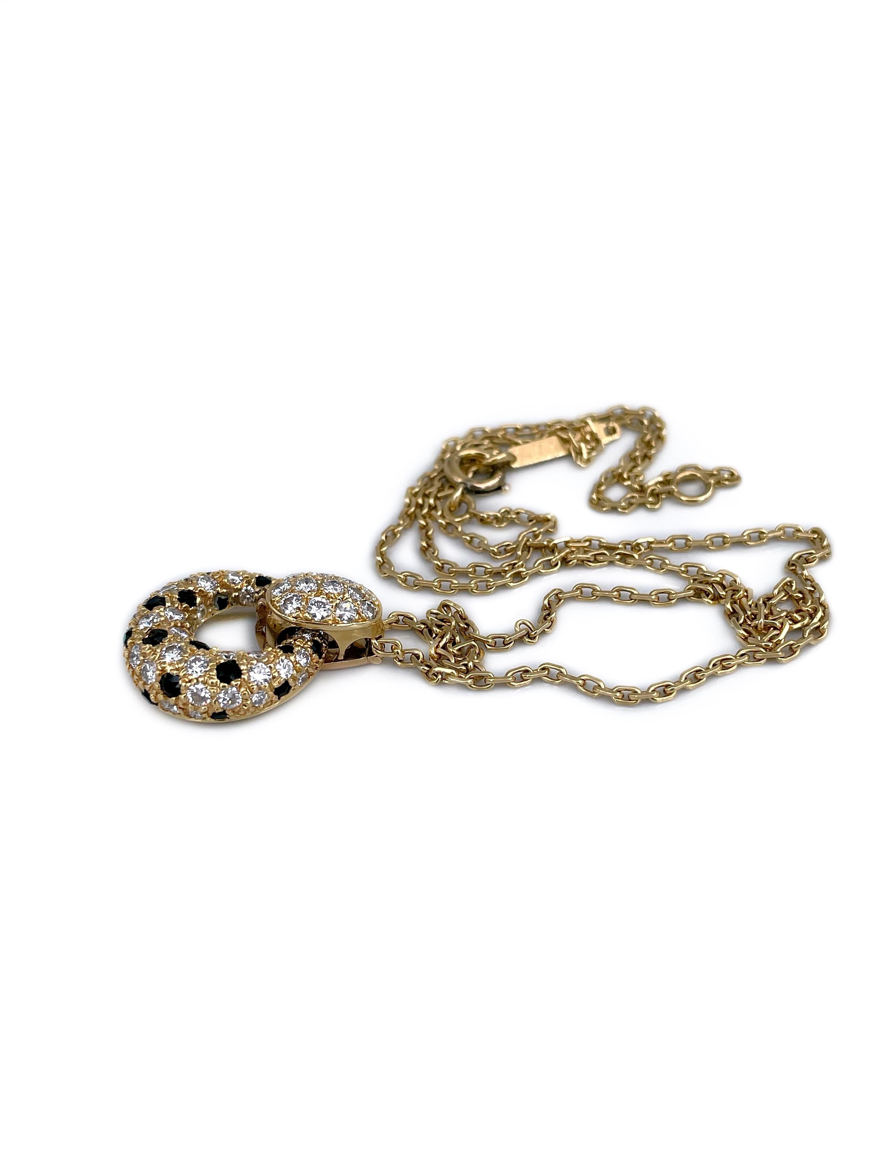 Moderne 1980s Van Cleef & Arpels 18K Gold 1.2ct Diamond Chalcedony Pendant Necklace