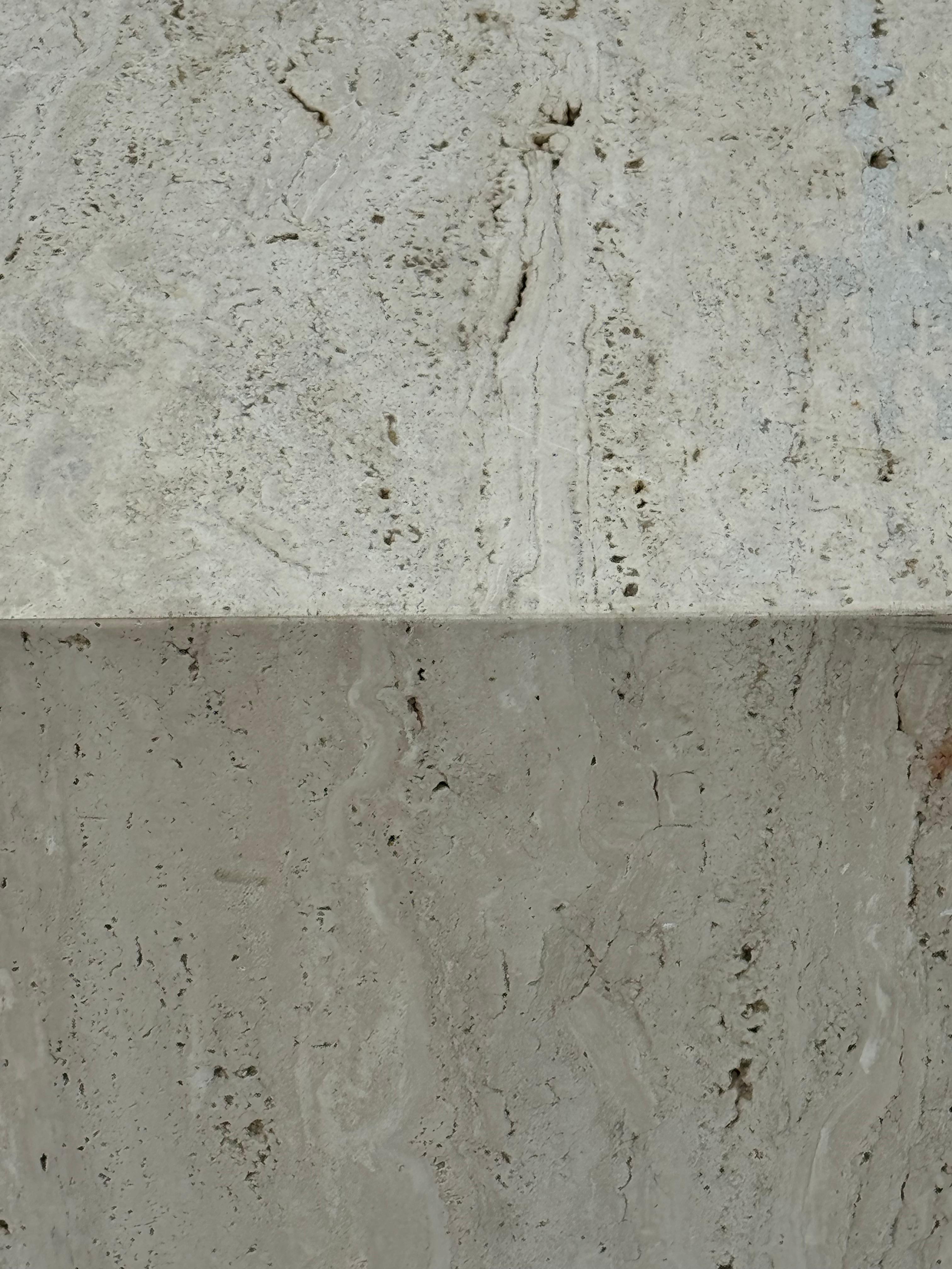 1980s Vein Cut Italian Beige Travertine Pedestal Art Display - Stand or Column 1