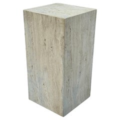 1980s Vein Cut Italian Beige Travertine Pedestal Art Display - Stand or Column