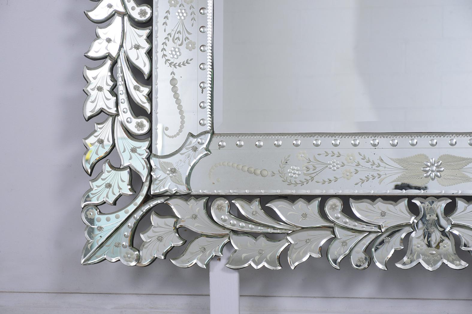 Fin du 20e siècle Miroir vénitien gravé des années 1980
