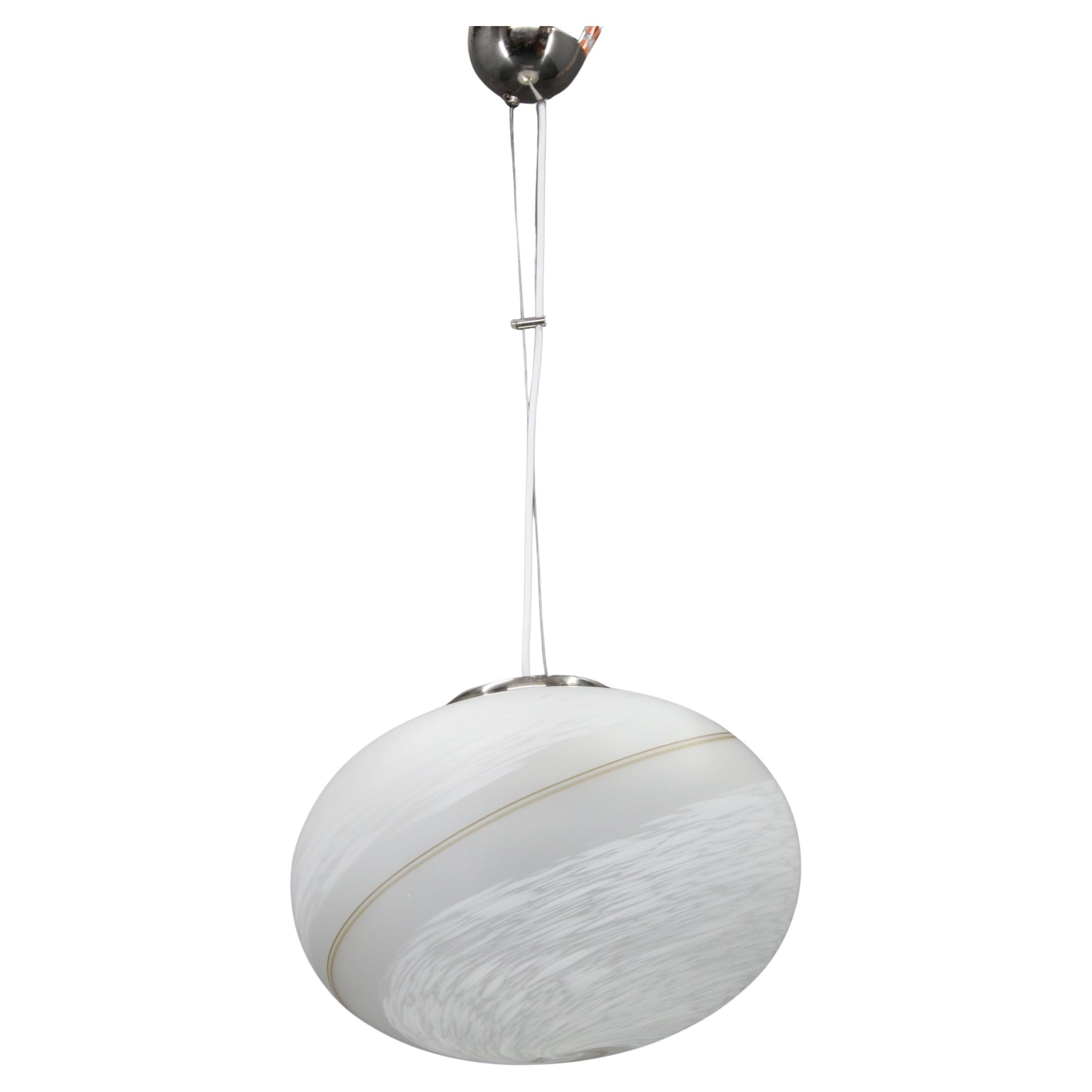 1980s Venice Hand Made Glass Pendant Light , Italy