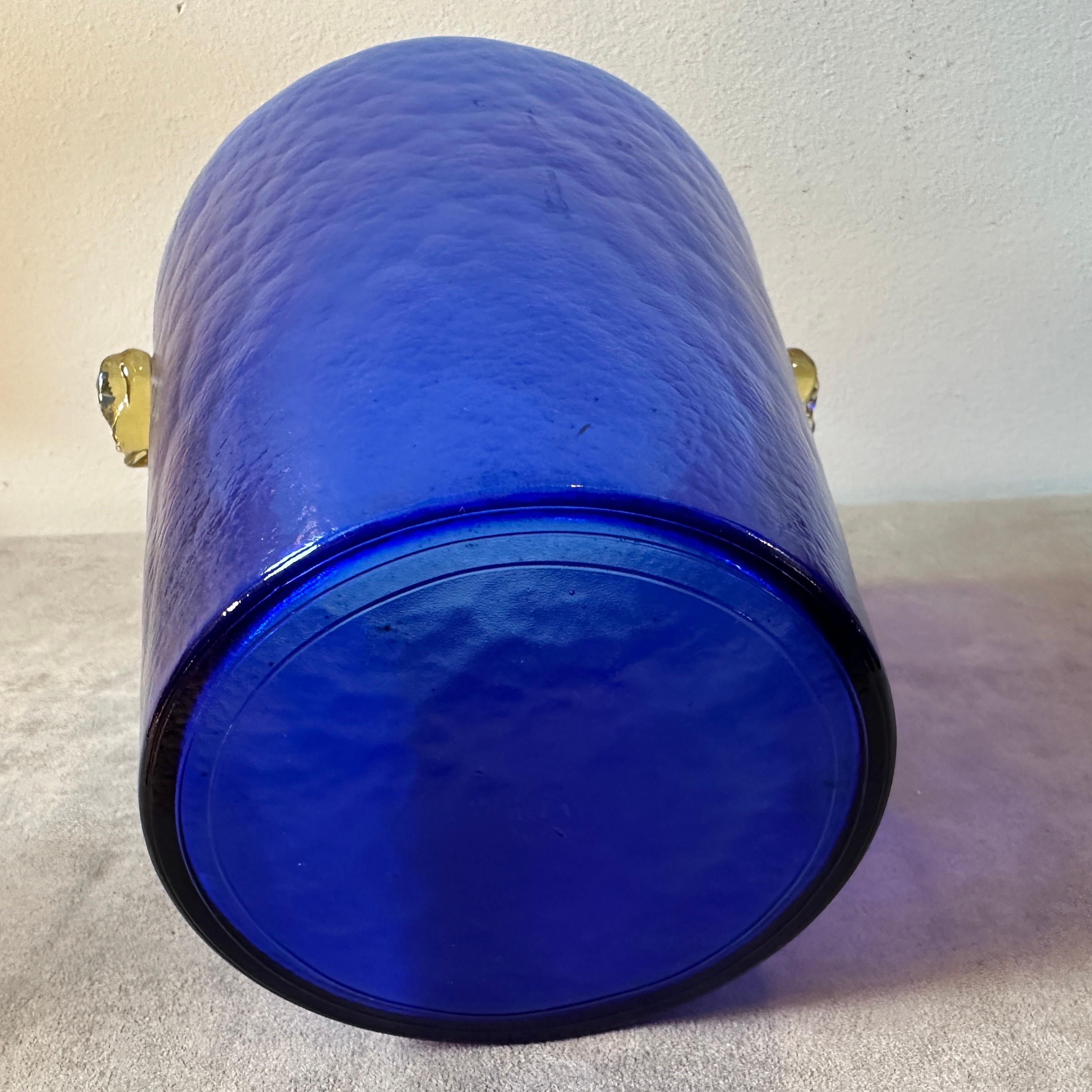1980s Venini Style Modernist Blue and Yellow Murano Glass Wine Cooler 4