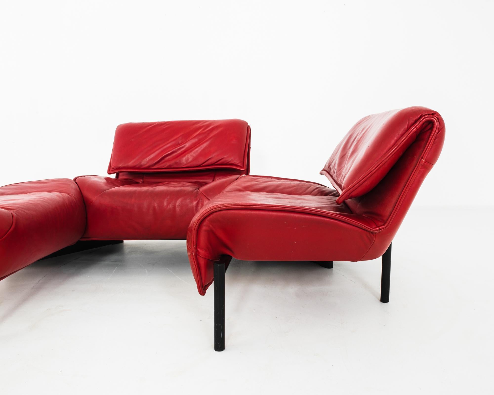 Late 20th Century 1980s 'Veranda' 3-Seater Burgundy Sofa by Vico Magistretti for Cassina