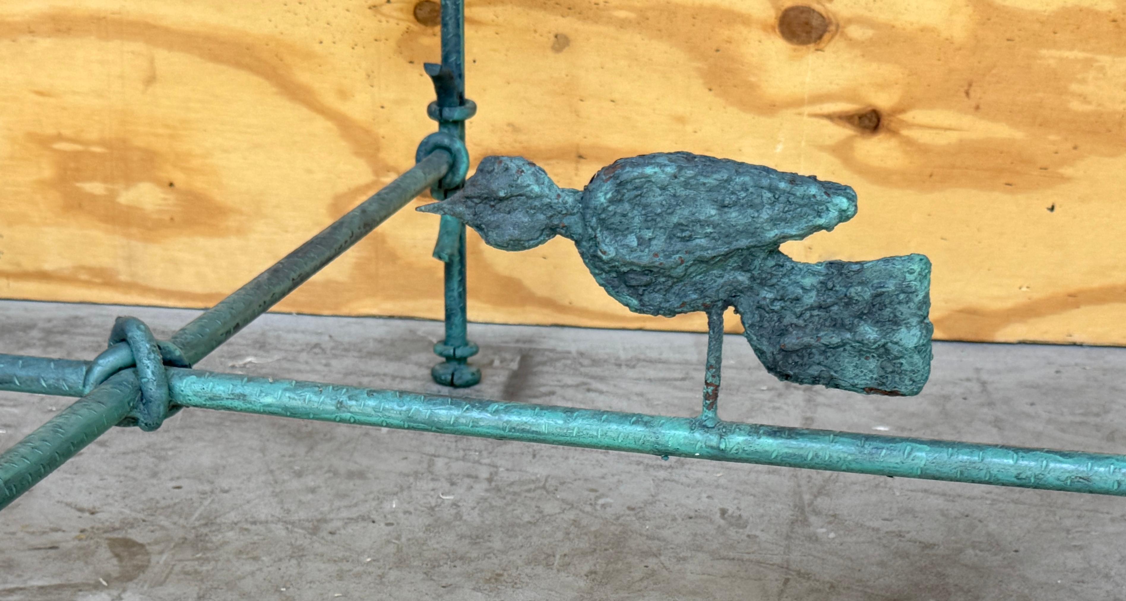 1980s Verdigris Iron & Glass Coffee Table, Style of Giacometti, 42