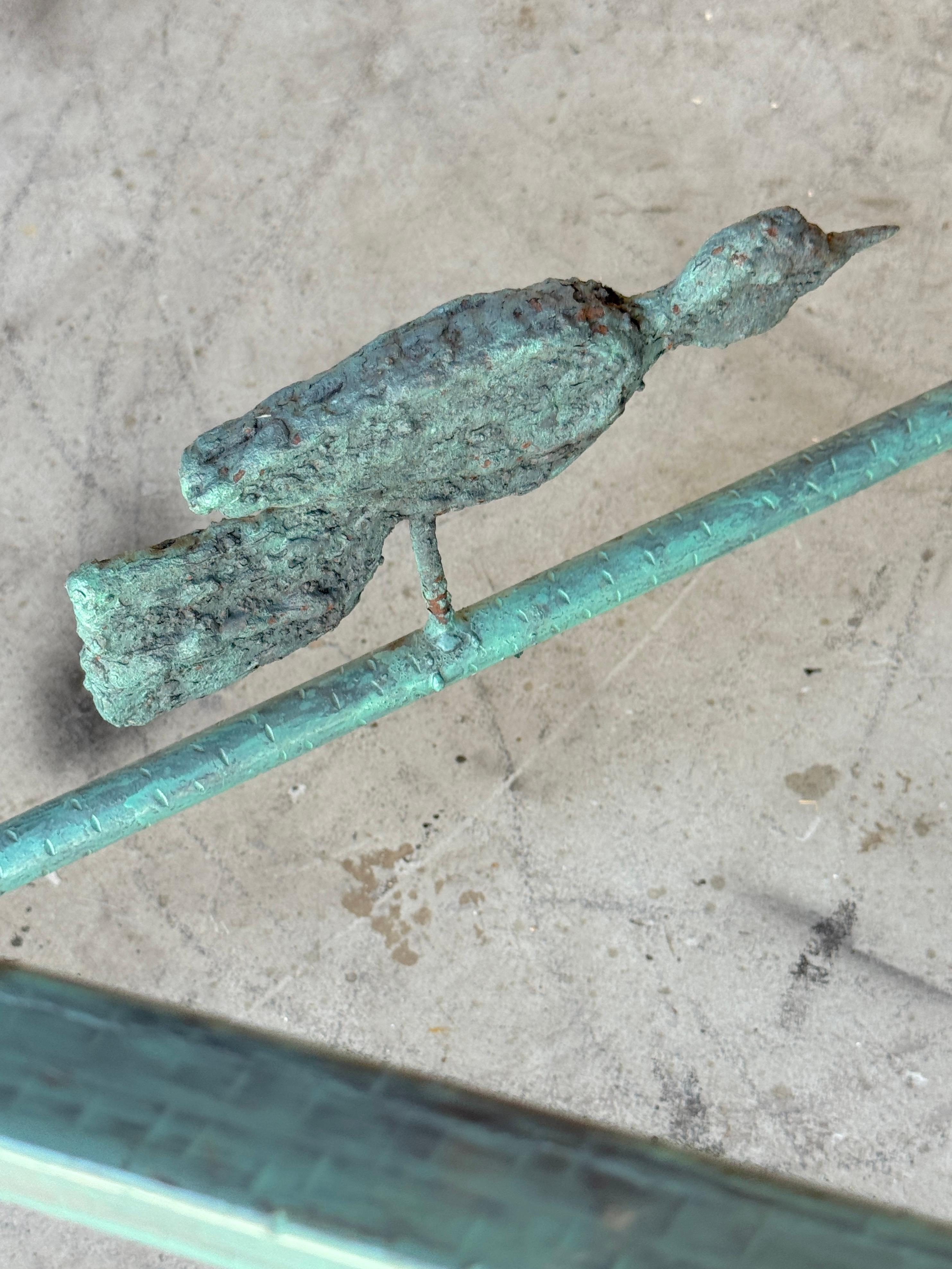 1980s Verdigris Iron & Glass Coffee Table, Style of Giacometti, 42