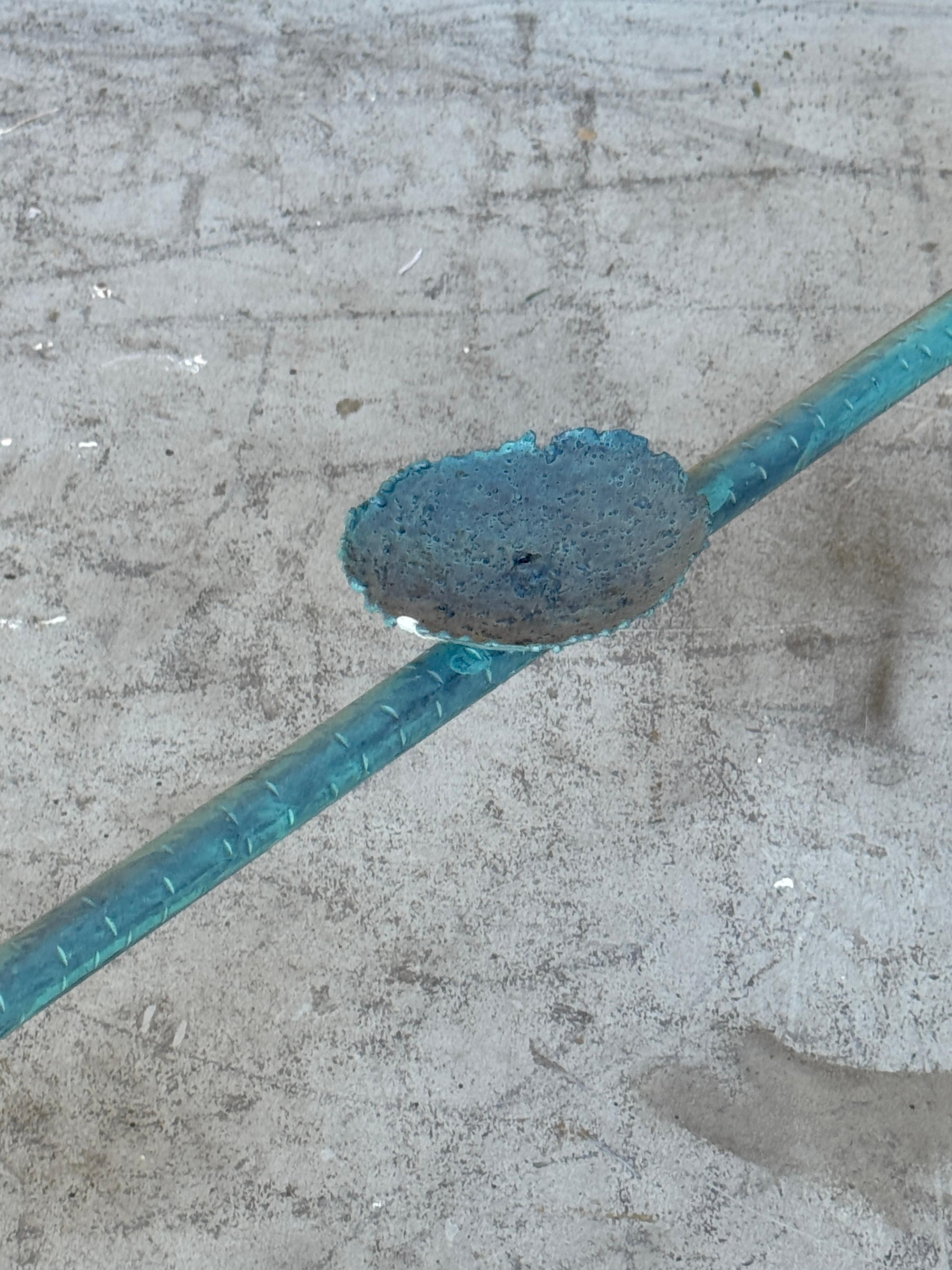 1980s Verdigris Iron & Glass Coffee Table, Style of Giacometti, 42