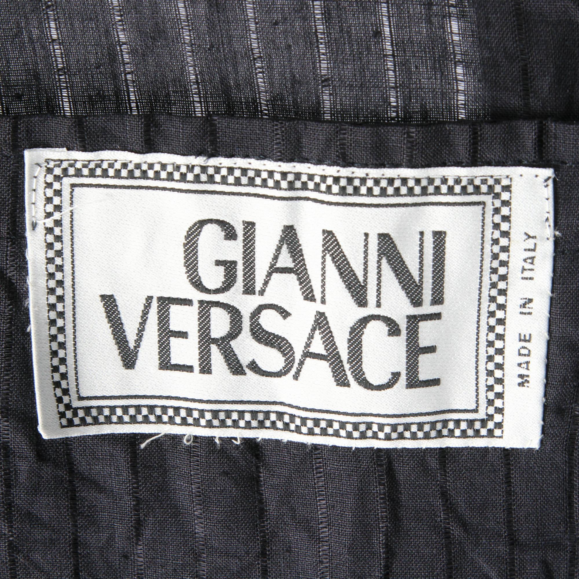 1980s Versace Blue Linen Suit 6