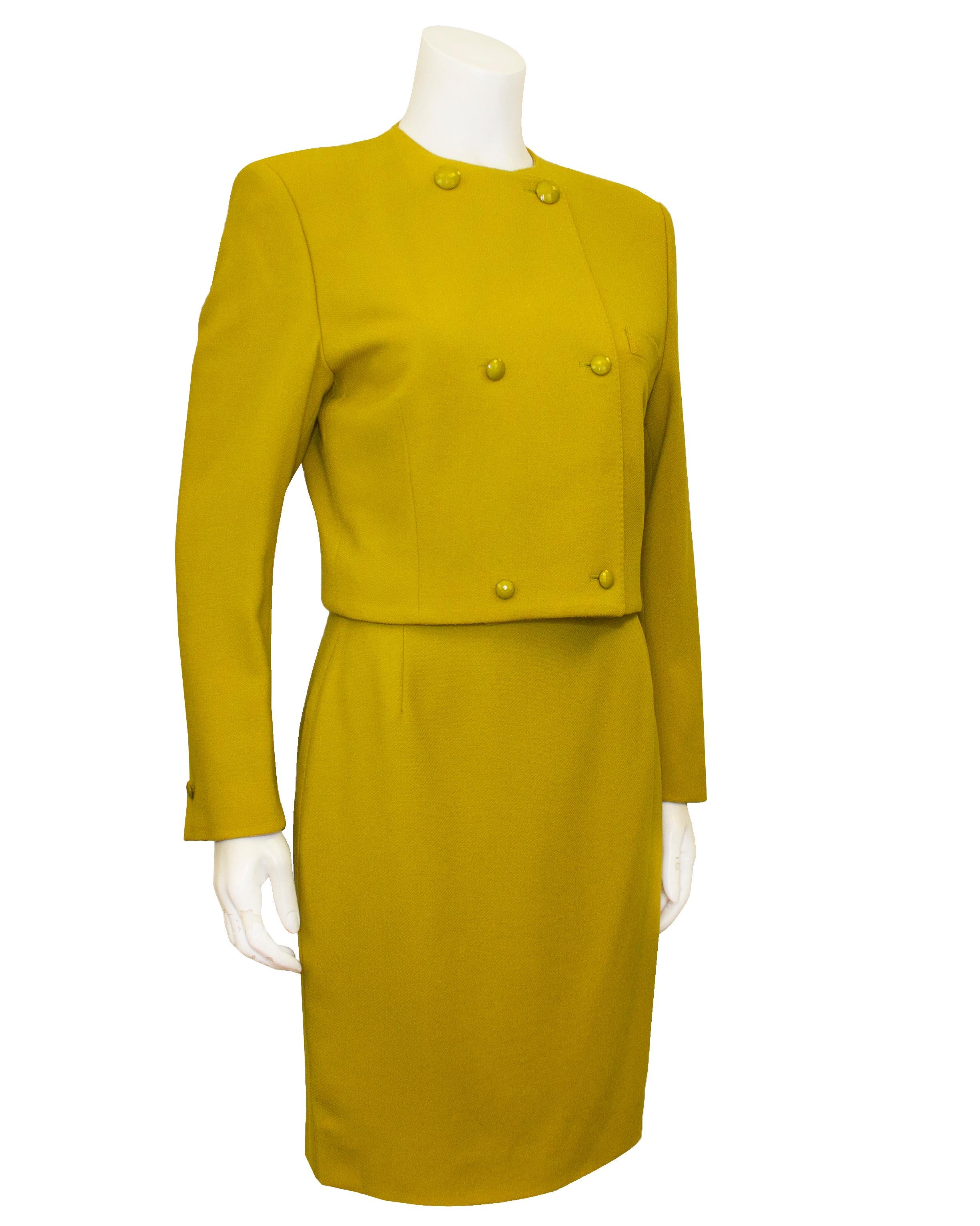 1980s Versace Chartreuse 3 Piece Ensemble In Good Condition For Sale In Toronto, Ontario