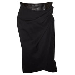 1980s Versace Leather and Wool Skirt