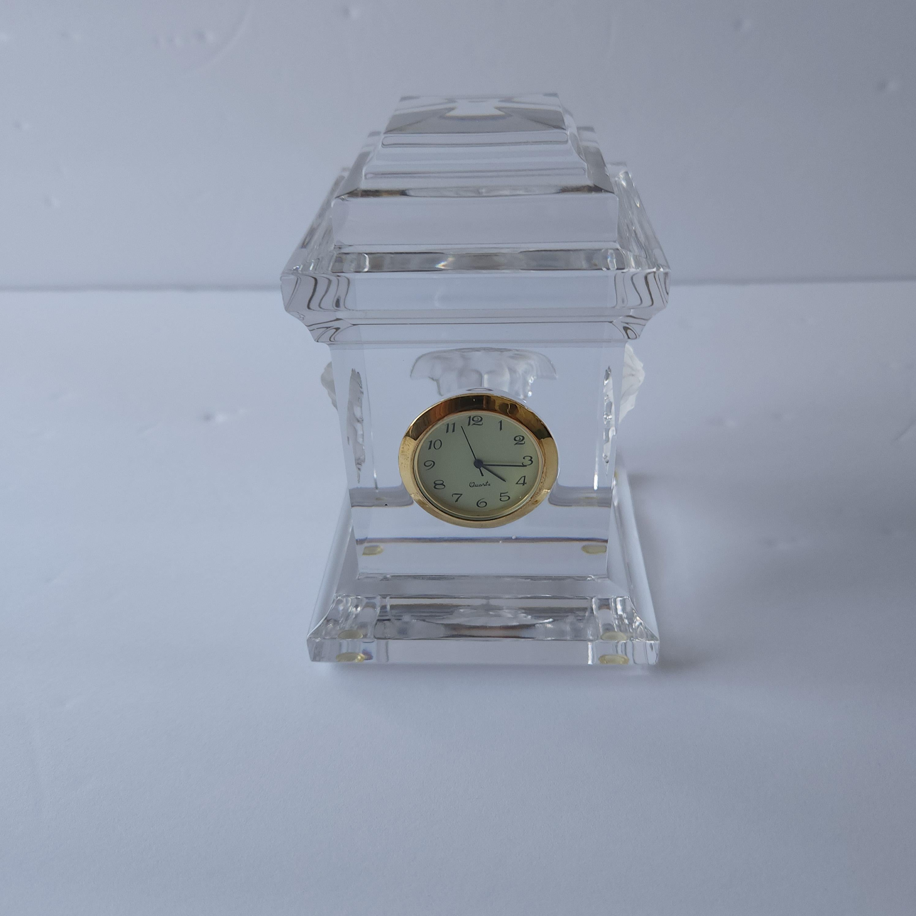 1980s Versace Medusa Desk Clock by Rosenthal in Lumiere Crystal Glass 6