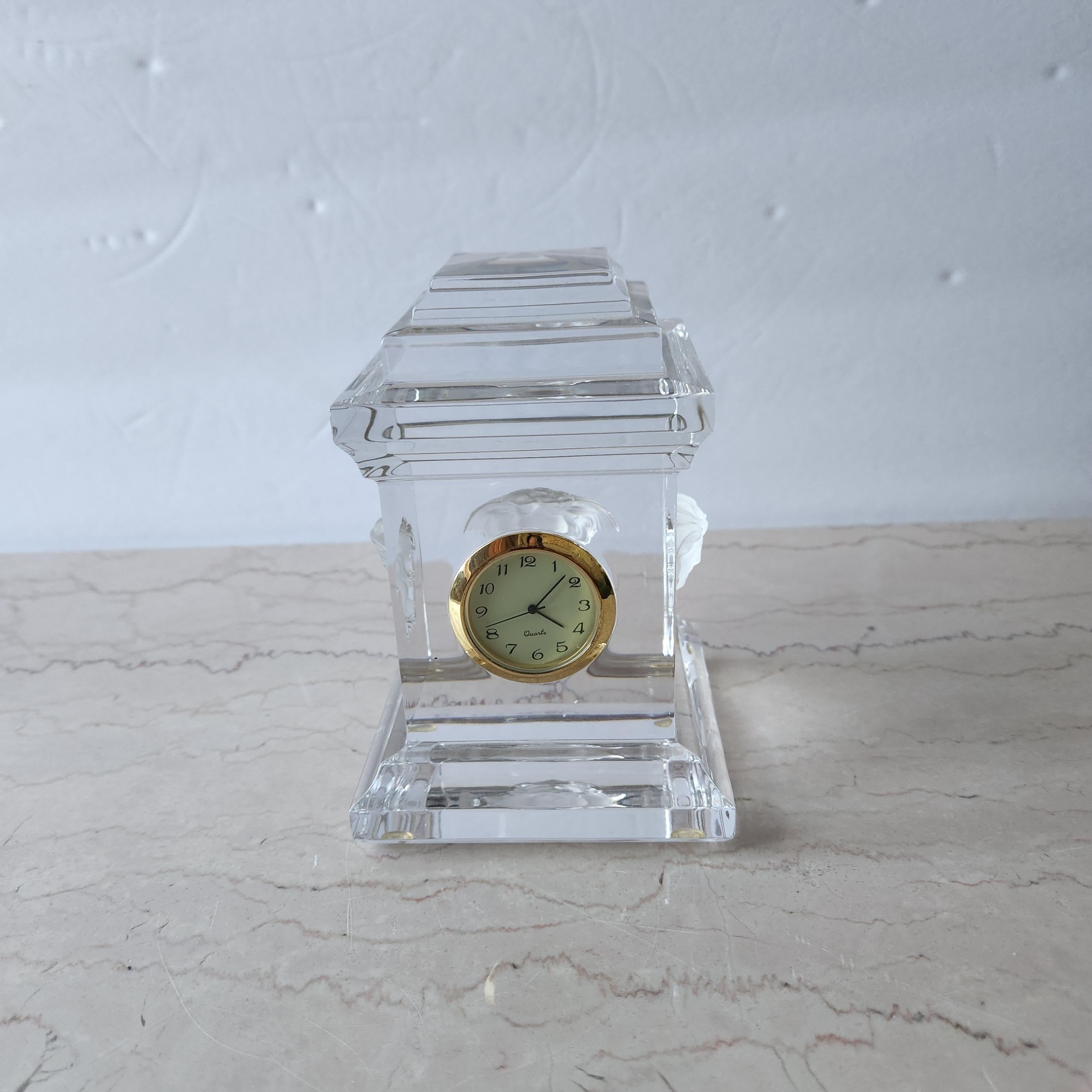 1980s Versace Medusa Desk Clock by Rosenthal in Lumiere Crystal Glass 9