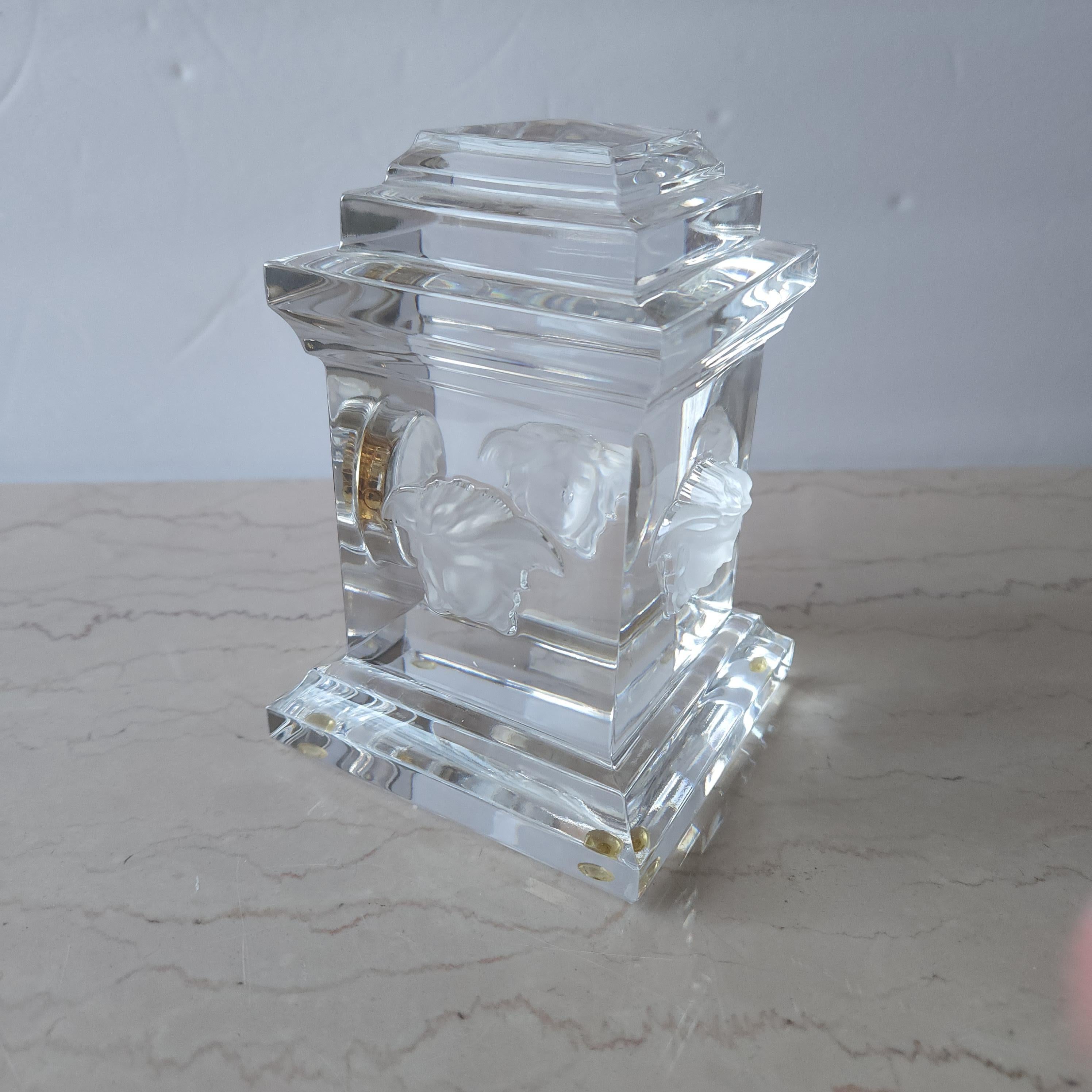 1980s Versace Medusa Desk Clock by Rosenthal in Lumiere Crystal Glass 1