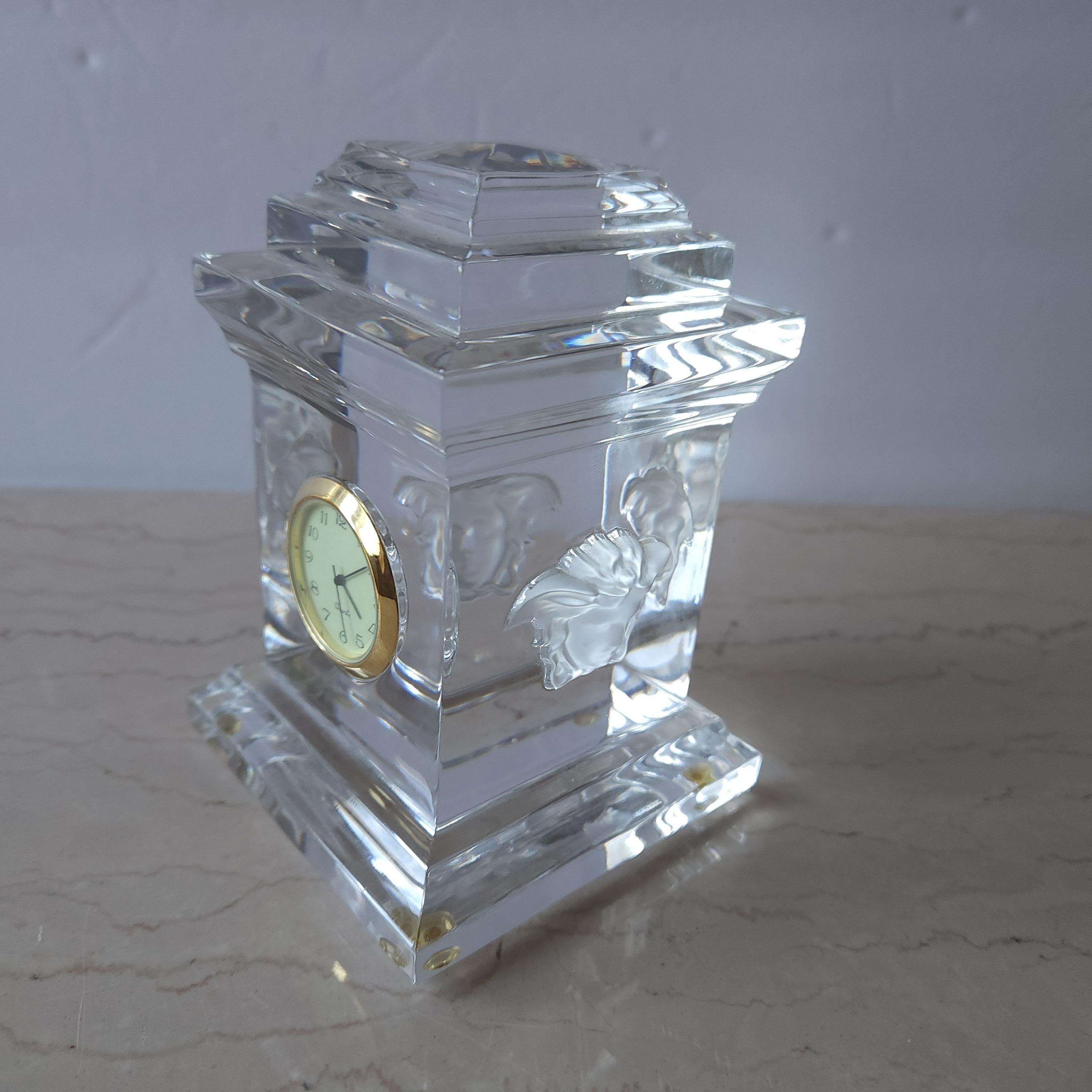 1980s Versace Medusa Desk Clock by Rosenthal in Lumiere Crystal Glass 2