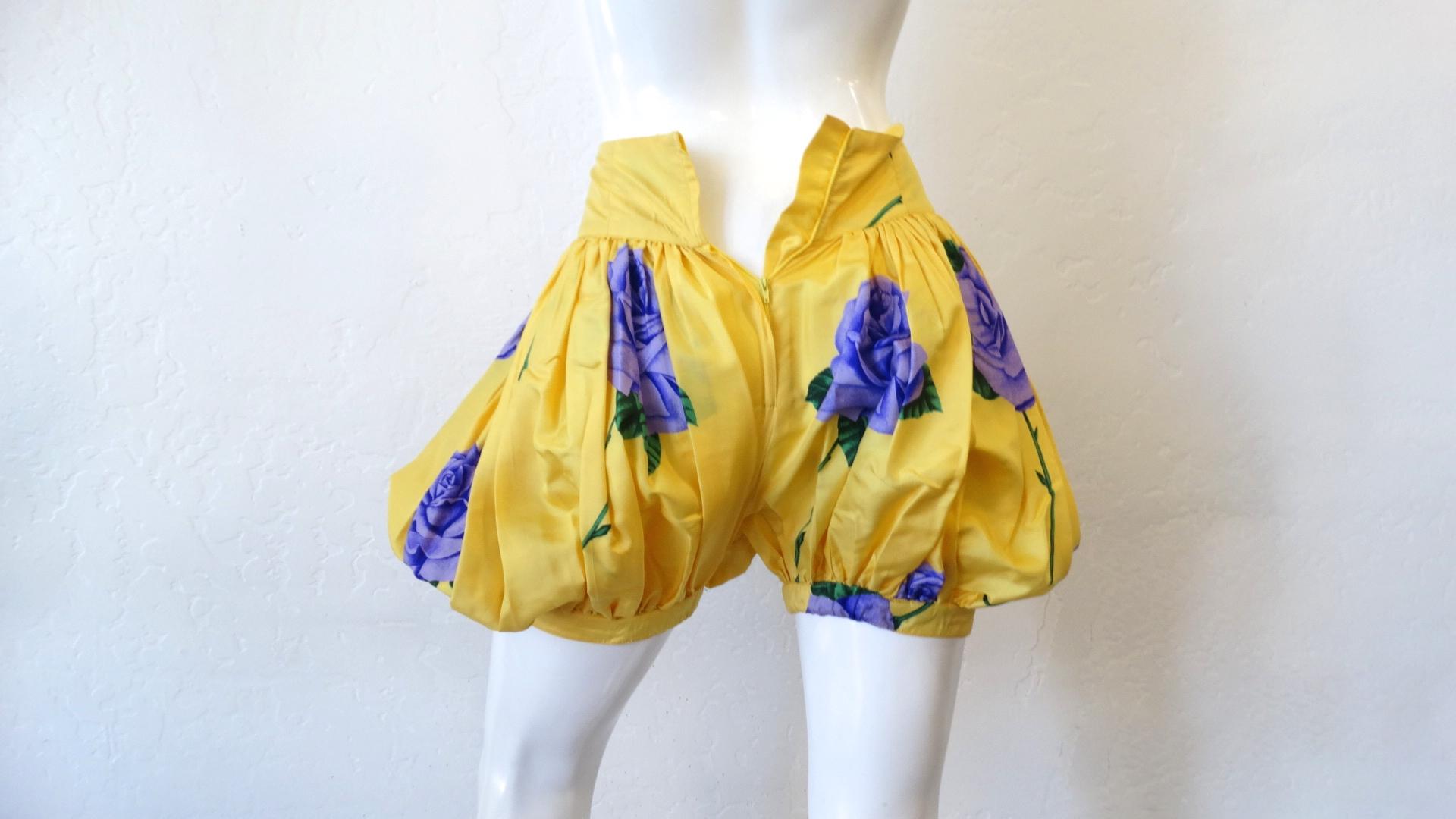 Brown Versace 1980s Purple Rose Pleated Bloomers