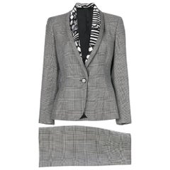 1980s Versace Vintage Black and White Prince of Wales Suit with Skirt