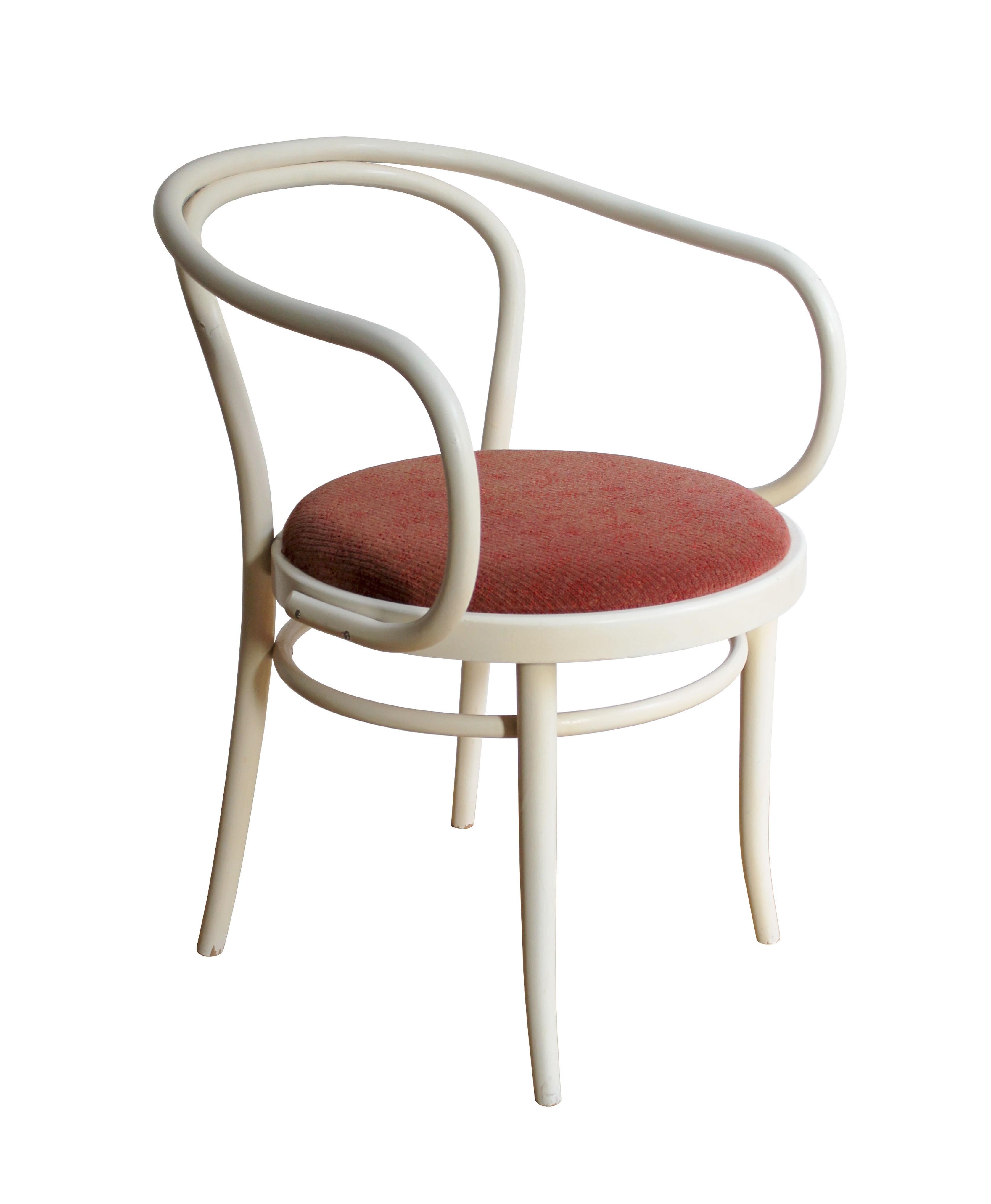 This is a dining/lounge chair produced in the 1980’s by TON furniture manufacturer in former Czechoslovakia.

As a result of Europe splitting into the West and East after the war, TON was founded as a direct evolution of the renowned Thonet Company