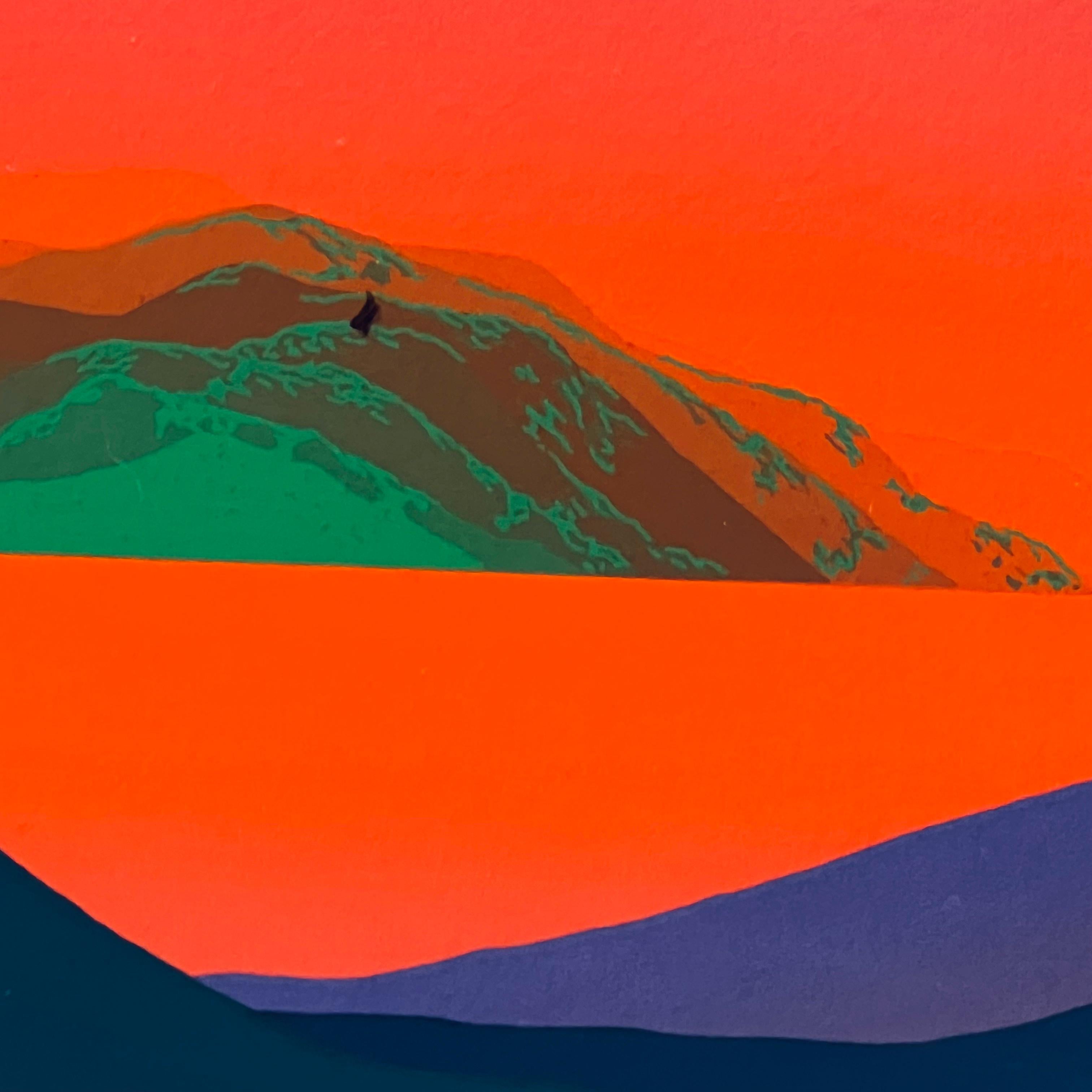 Serigrafía de paisaje vibrante de los años 80, por Maro Mitrovic en venta 4