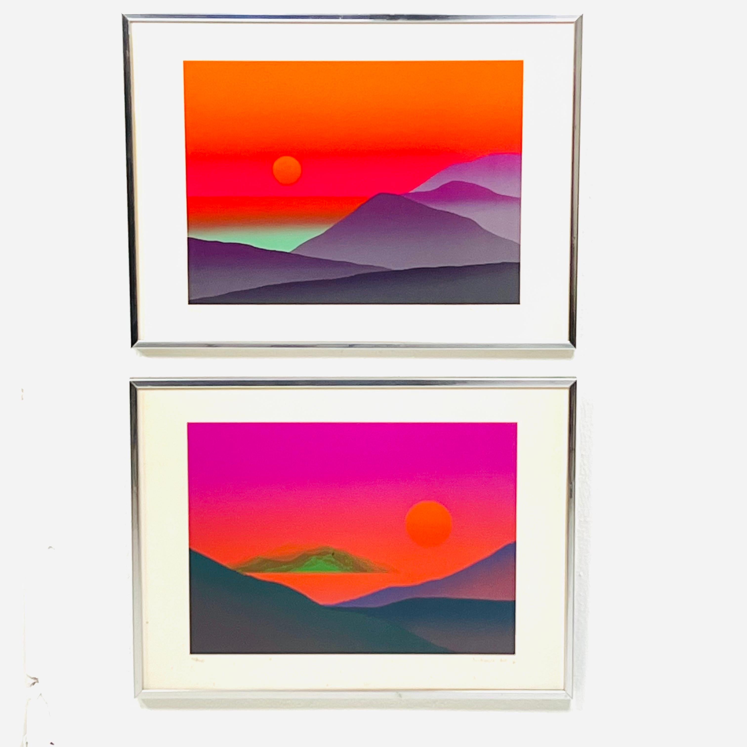 Serigrafía de paisaje vibrante de los años 80, por Maro Mitrovic en venta 8