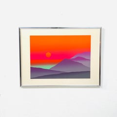 1980's Vibrant Landscape Screenprint by Maro Mitrovic