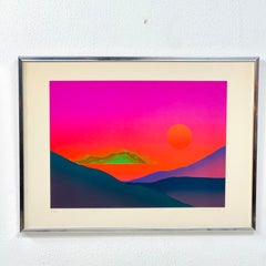 1980's Vibrant Landscape Screenprint by Maro Mitrovic