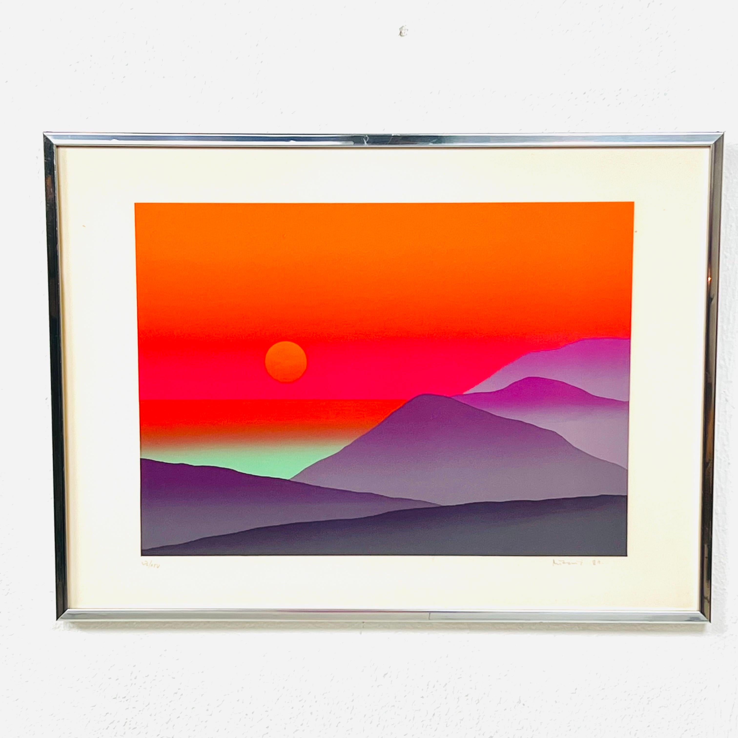 Serigrafía de paisaje vibrante de los años 80, por Maro Mitrovic Posmoderno en venta