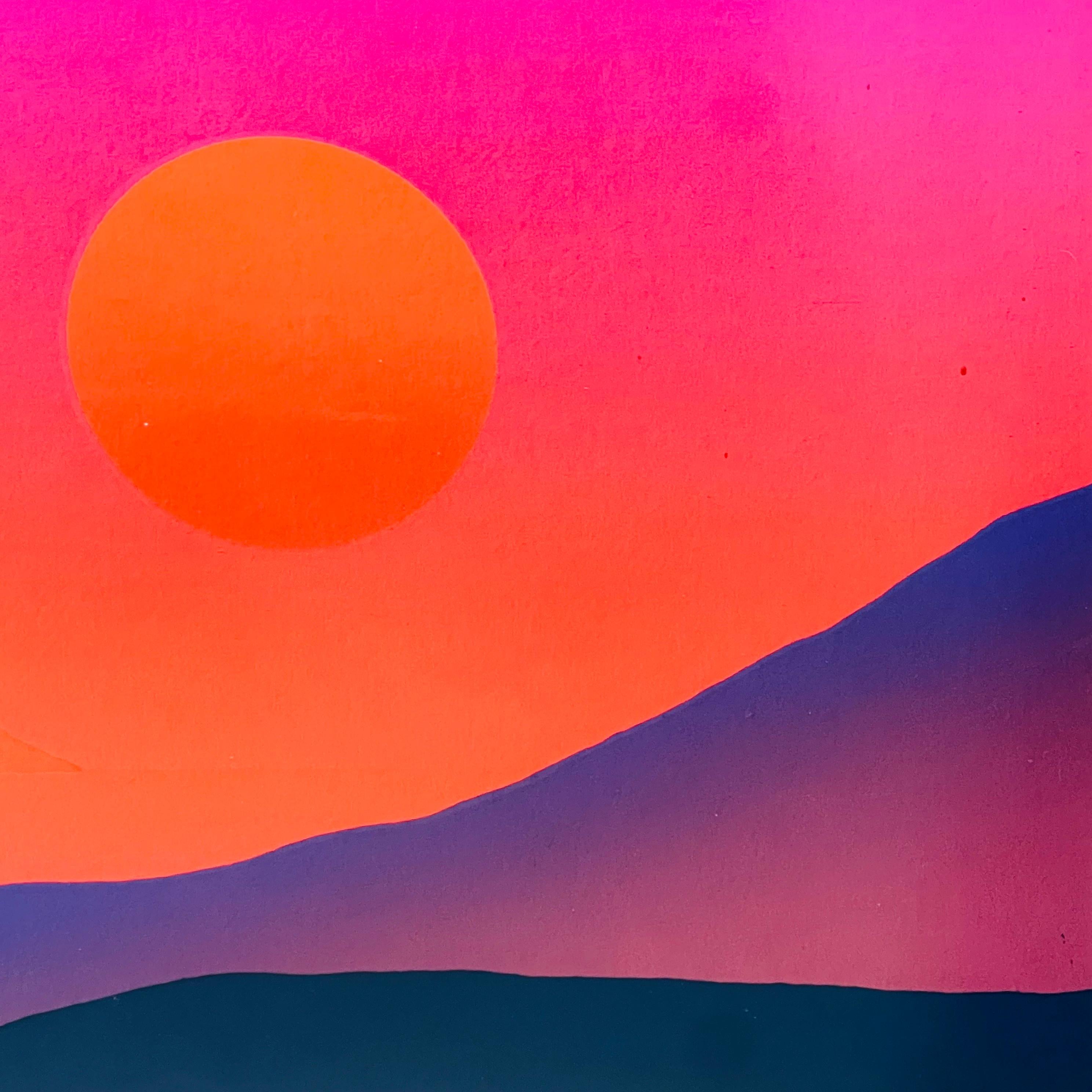 Serigrafía de paisaje vibrante de los años 80, por Maro Mitrovic finales del siglo XX en venta