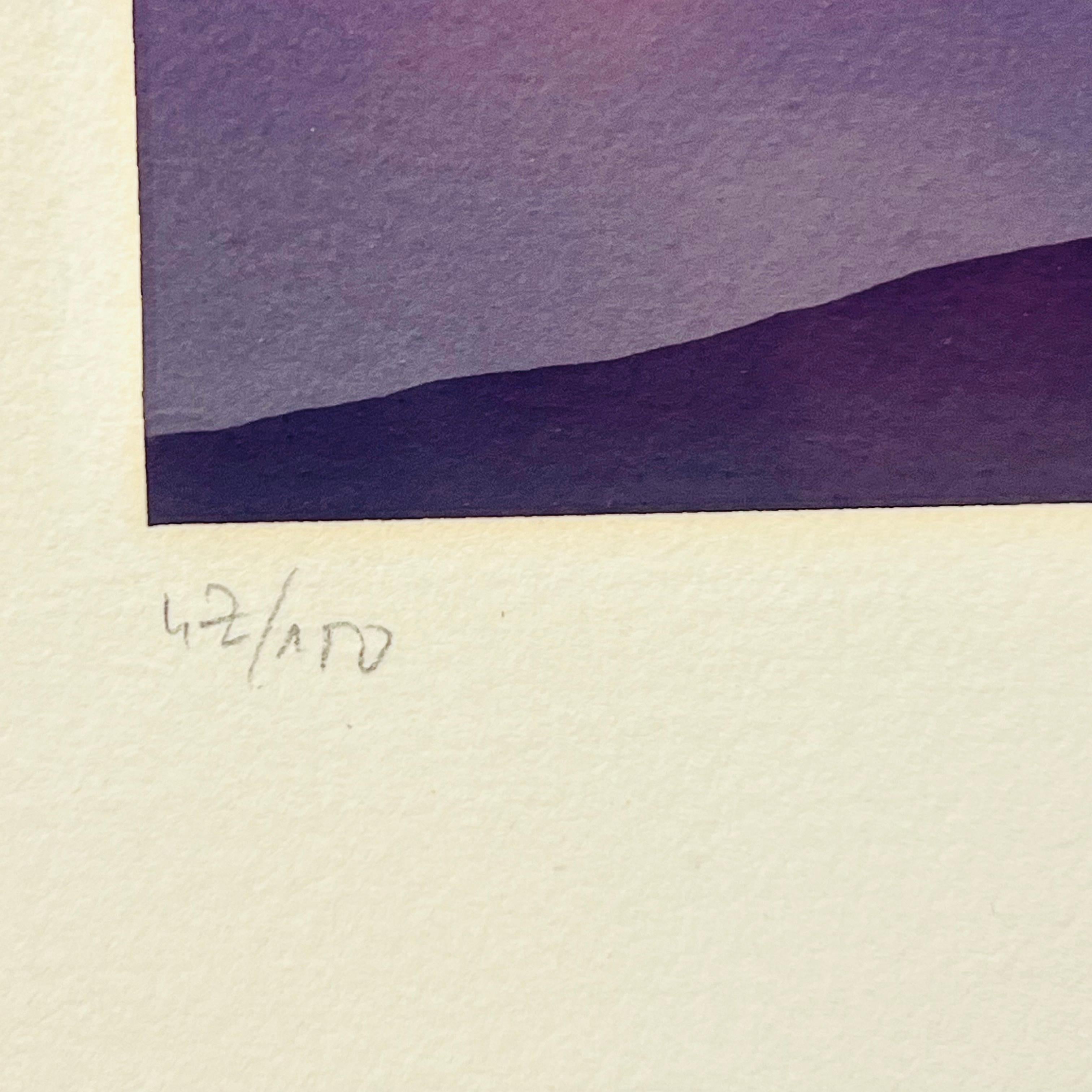Serigrafía de paisaje vibrante de los años 80, por Maro Mitrovic en venta 3