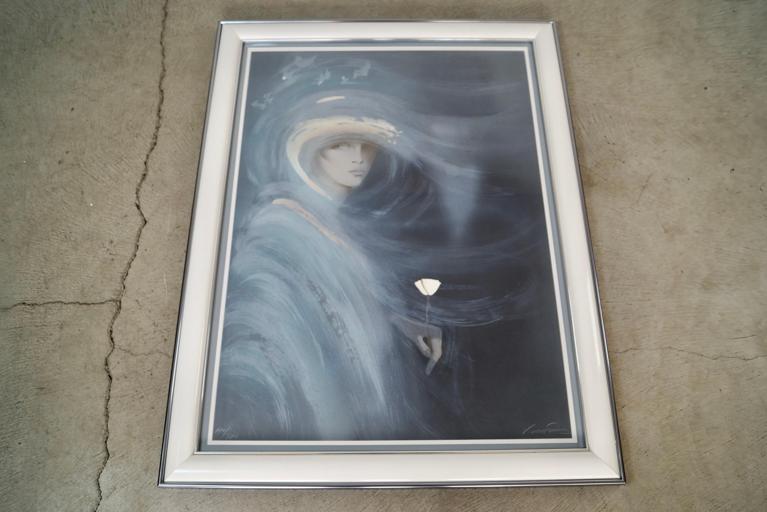 Americano Vicky Montesinos del 1980, litografia astratta numerata e firmata con cornice in vendita