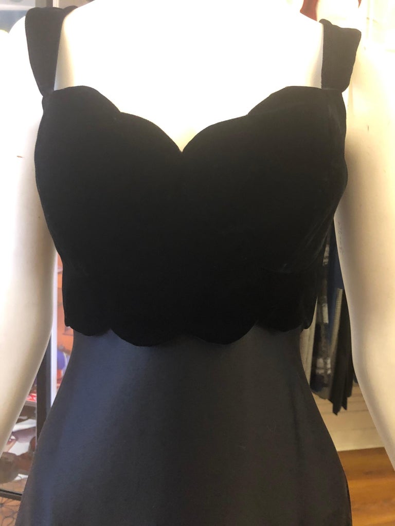 1980s Vicky Tiel Couture Black Silk and Velour Gown/Dress (38Fr) at 1stDibs