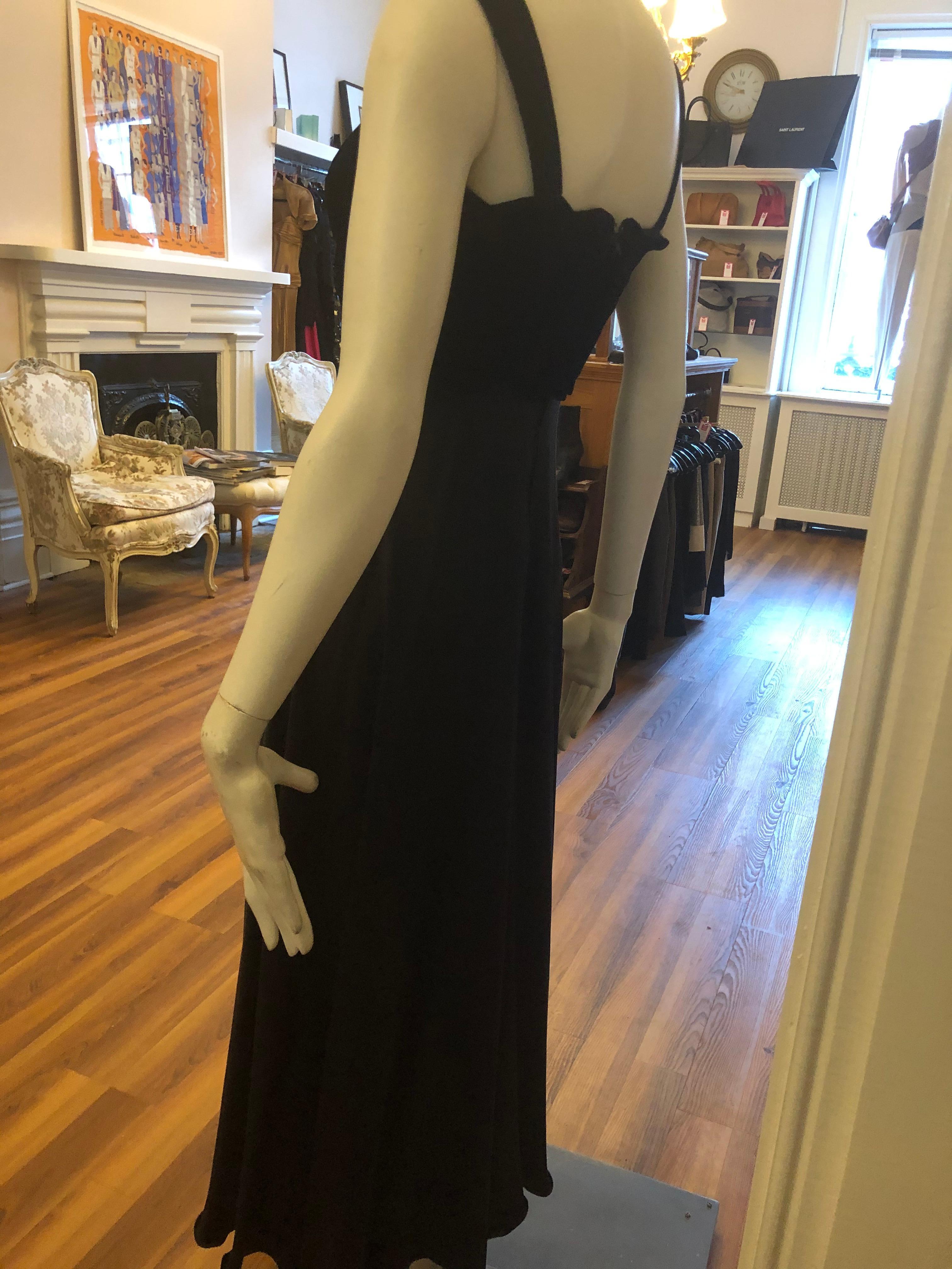Women's 1980s Vicky Tiel Couture Black Silk and Velour Gown/Dress (38Fr)
